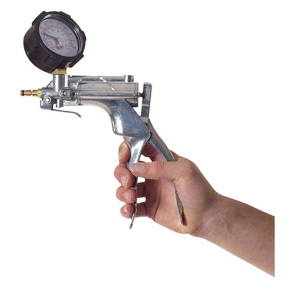 VacuMan Druck- und Vakuumpumpe - mit Manometer - einhändig bedienbar - Aluminium - Anschluss für Schläuche mit Innen-Ø 6,4 mm
