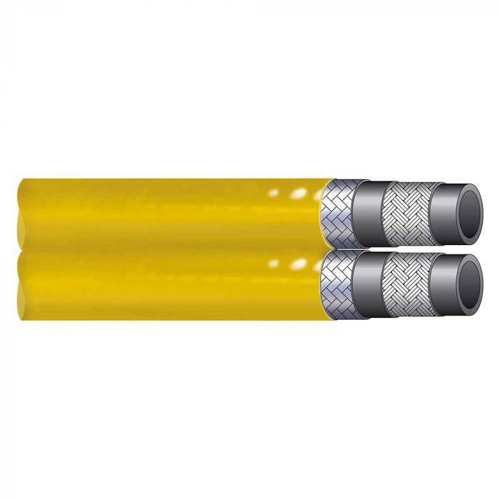 Zwillings-Hydraulikschlauch - PU/PEL - DN 6 - Size 4 - Außen-Ø 12,7 mm - PN 700 - Rolle 20 m - Preis per Rolle - gelb