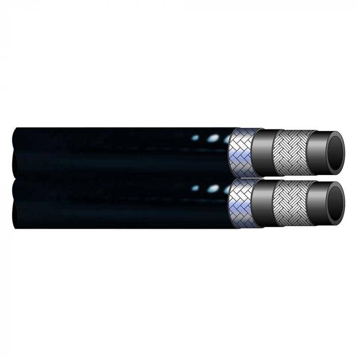 Zwillings-Hydraulikschlauch - PU/PEL - DN 6 - Size 4 - Außen-Ø 12,7 mm - PN 700 - Rolle 20 m - Preis per Rolle - schwarz