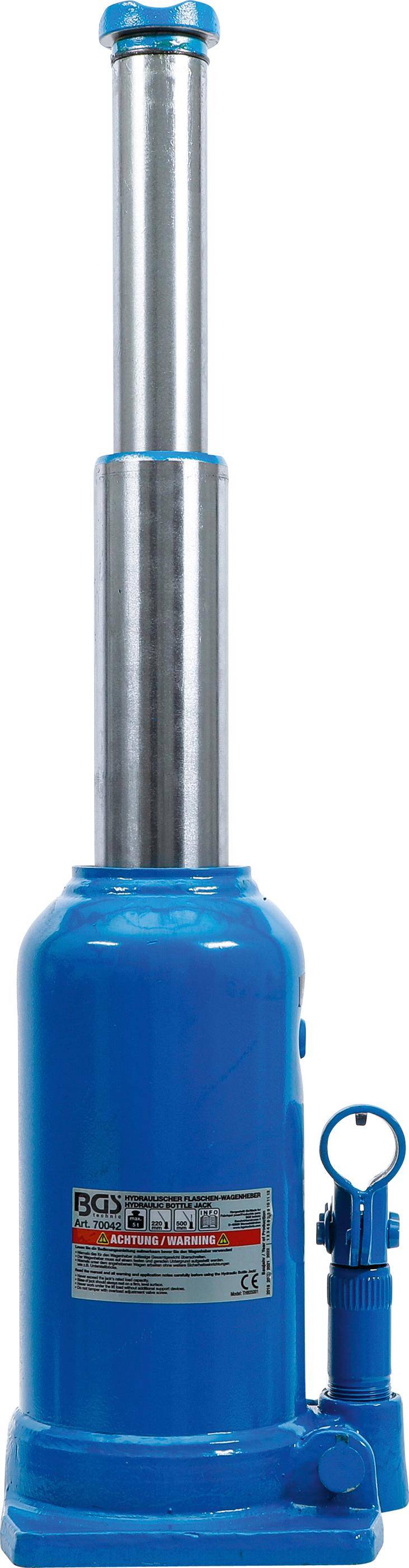 BGS technic Hydraulischer Flaschen-Wagenheber | mit Doppelkolben | 5 t