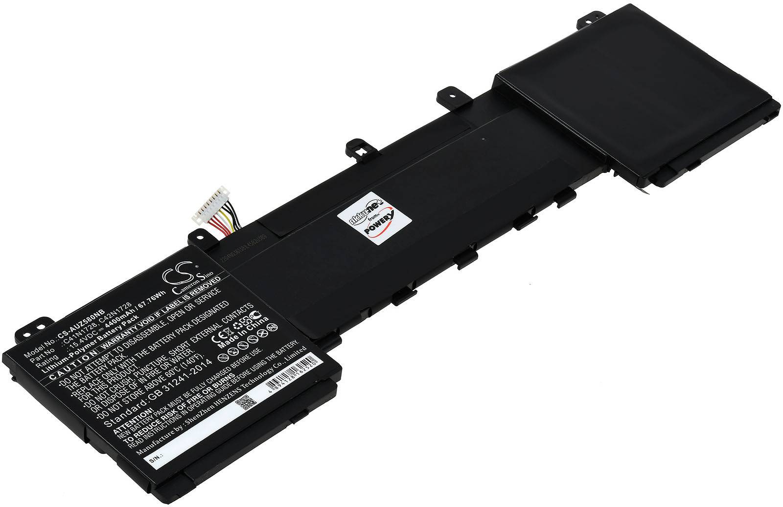 Powery Akku für Laptop Asus ZenBook Pro 15 UX580GE-E2056R, 15,4V, Li-Polymer