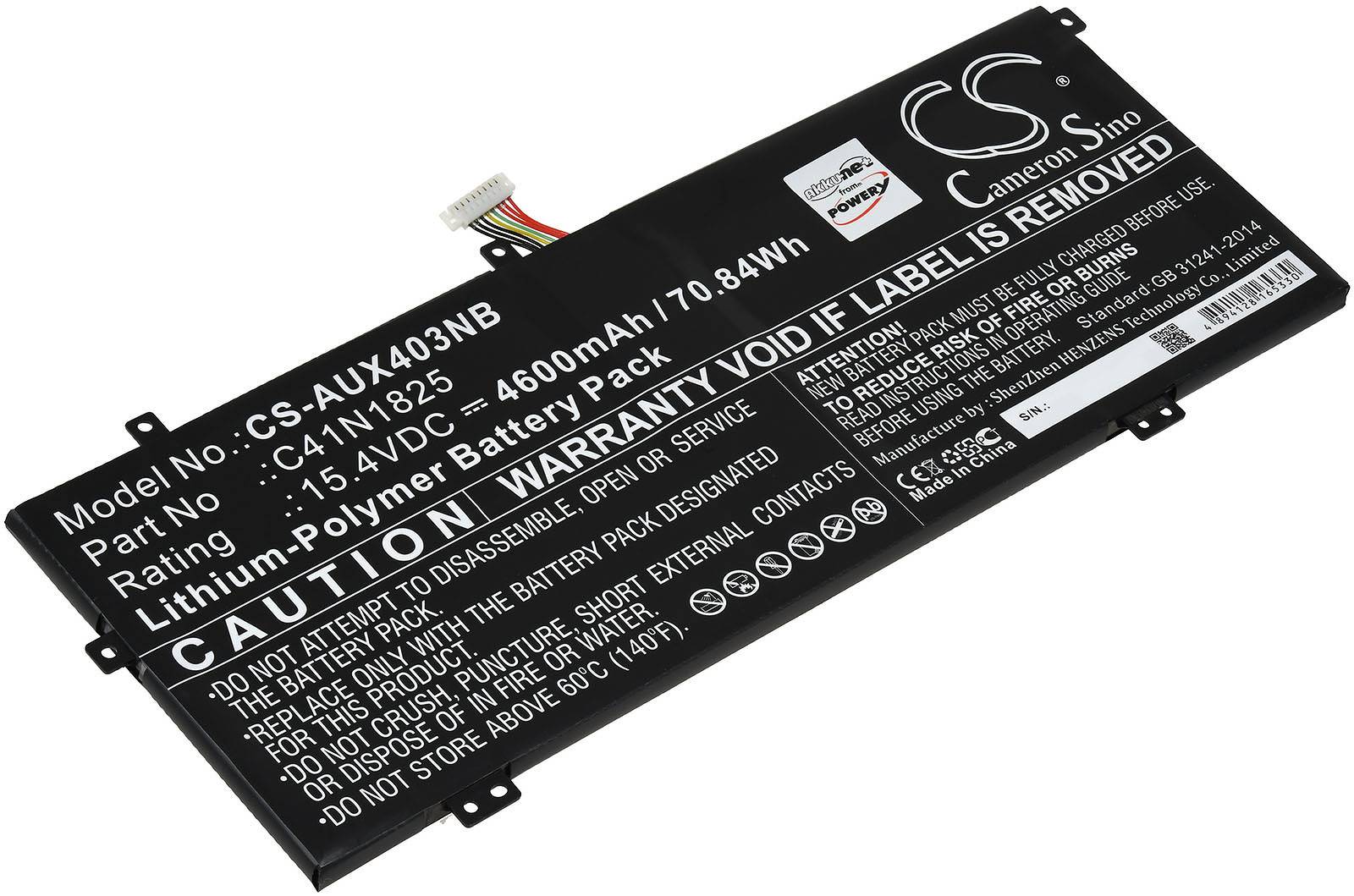 Powery Akku für Laptop Asus VivoBook 14 X403FA-EB198T, 15,4V, Li-Polymer