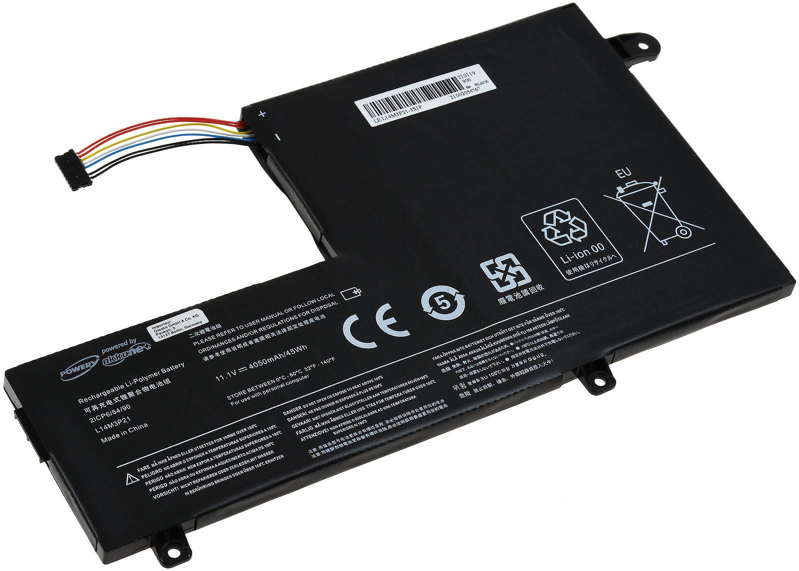 Powery Akku kompatibel mit Lenovo Typ L14L3P21, 11,1V, Li-Polymer