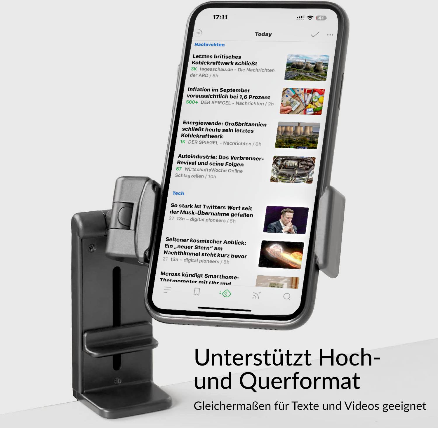 Wicked Chili 1x faltbare Handyhalterung für iPhone & Samsung Klemme - Universal für Reise, Arbeit, Schreibtisch & Küche