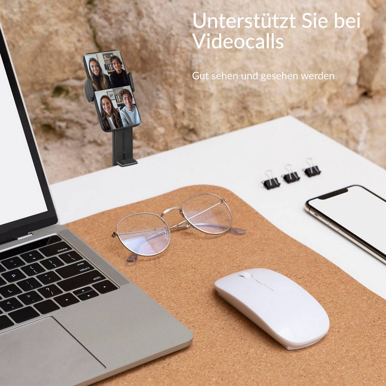 Wicked Chili 1x faltbare Handyhalterung für iPhone & Samsung Klemme - Universal für Reise, Arbeit, Schreibtisch & Küche