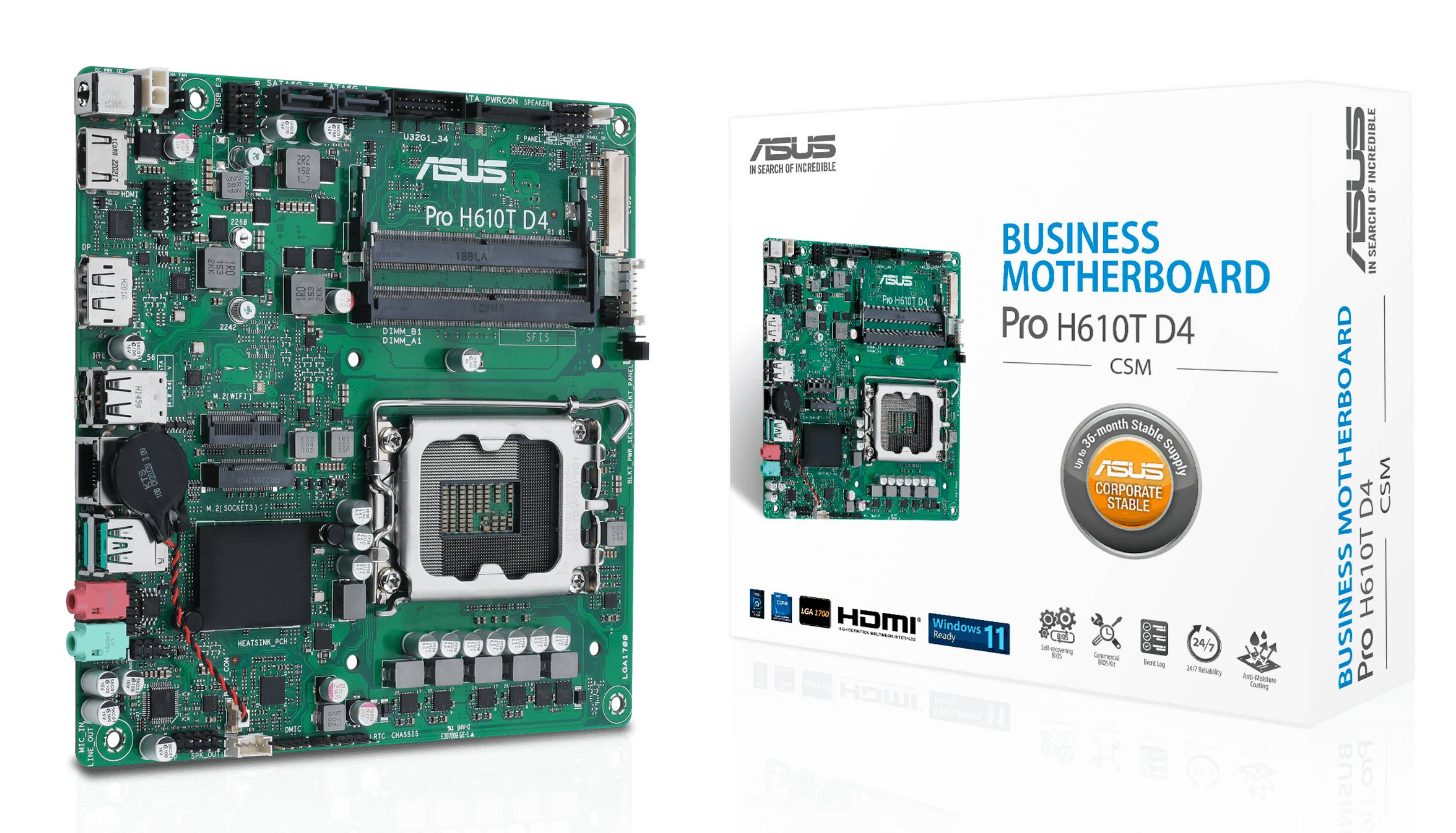ASUS PRO H610T D4-CSM (INTEL,1700,DDR4,thin mITX)