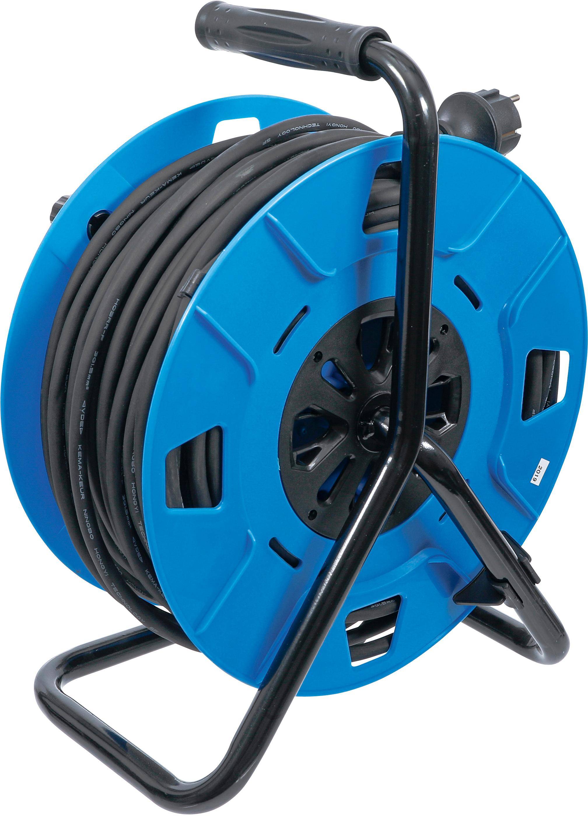 BGS technic Kabeltrommel | 50 m | 3 x 1,5 mm² | 4 Steckdosen mit