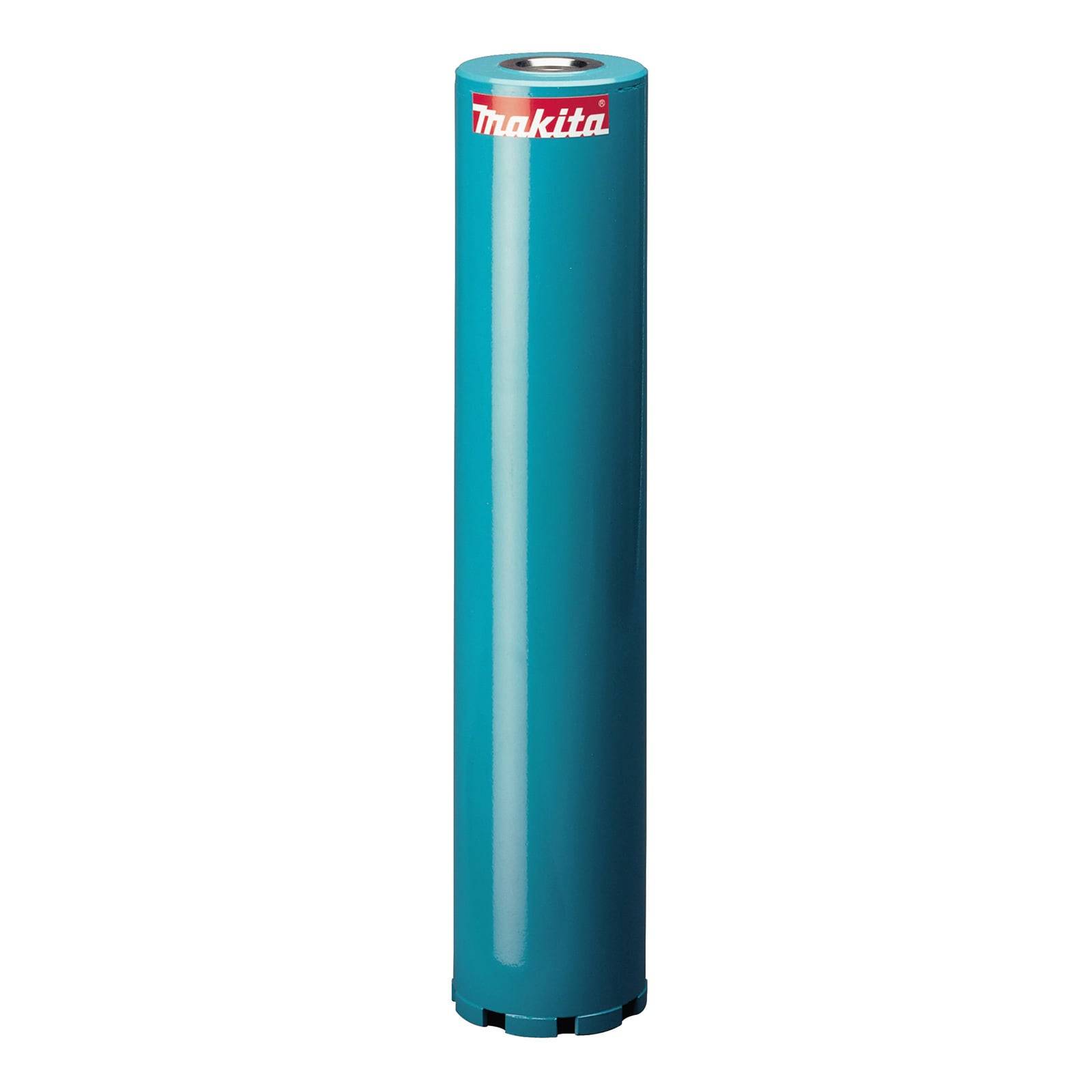 Ein zylindrischer Makita-Bohrer, in Petrolfarben, aufrecht stehend, entwickelt für robuste Bohranwendungen.