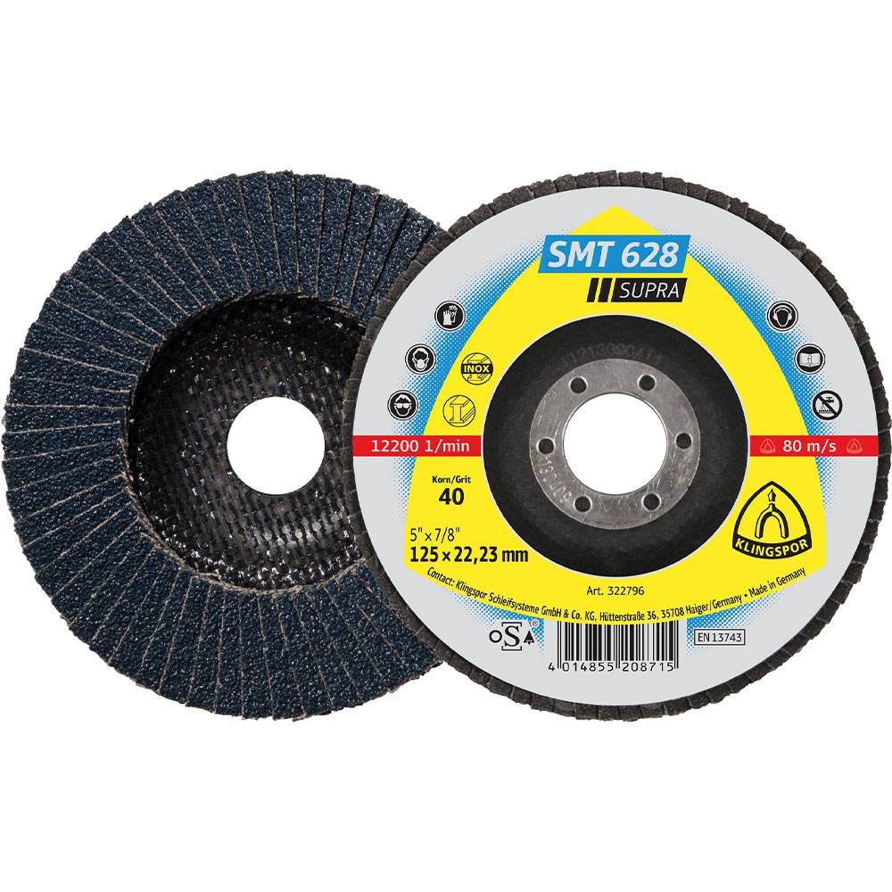 Fächerschleifscheibe SMT 628 - für Stahl und Edelstahl - Korn 120 - Ø 125 mm - VE 10 Stk. - Preis per VE