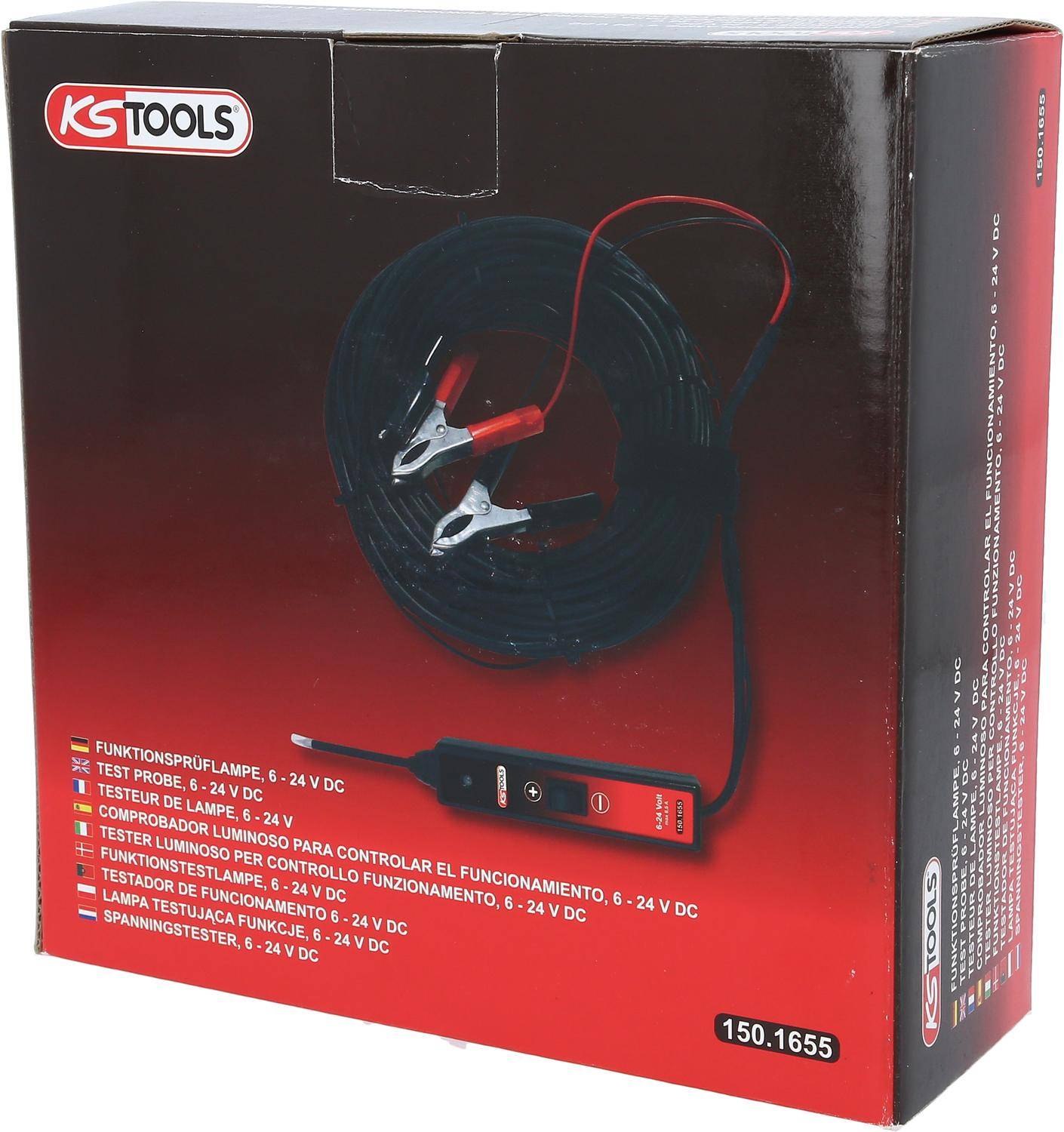 KS TOOLS Funktionsprflampe 6-24V DC mit 25 Meter Kabel