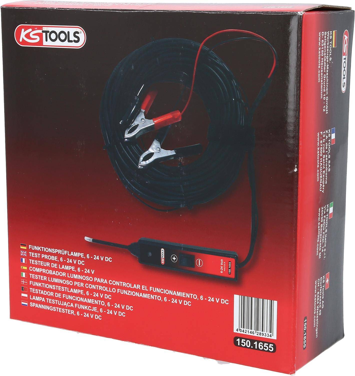 KS TOOLS Funktionsprflampe 6-24V DC mit 25 Meter Kabel