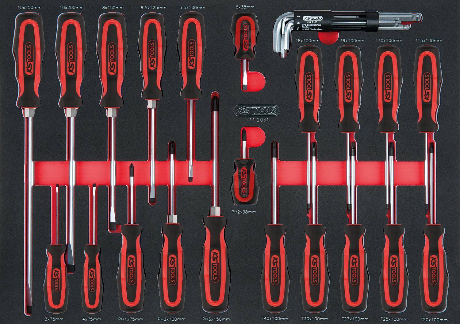 KS TOOLS SCS Schraubendreher-Satz, 29-tlg in 1/1 Systemeinlage