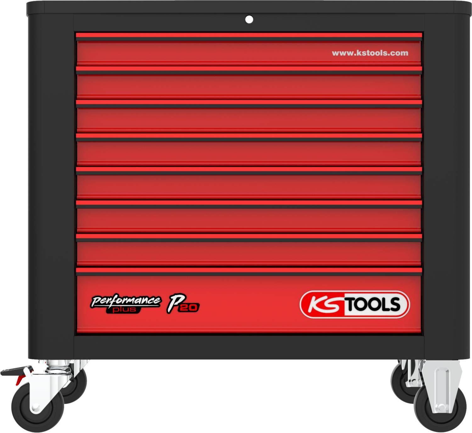 KS TOOLS PERFORMANCEplus P20 SCHWARZ/ROT Werkstattwagen mit 8