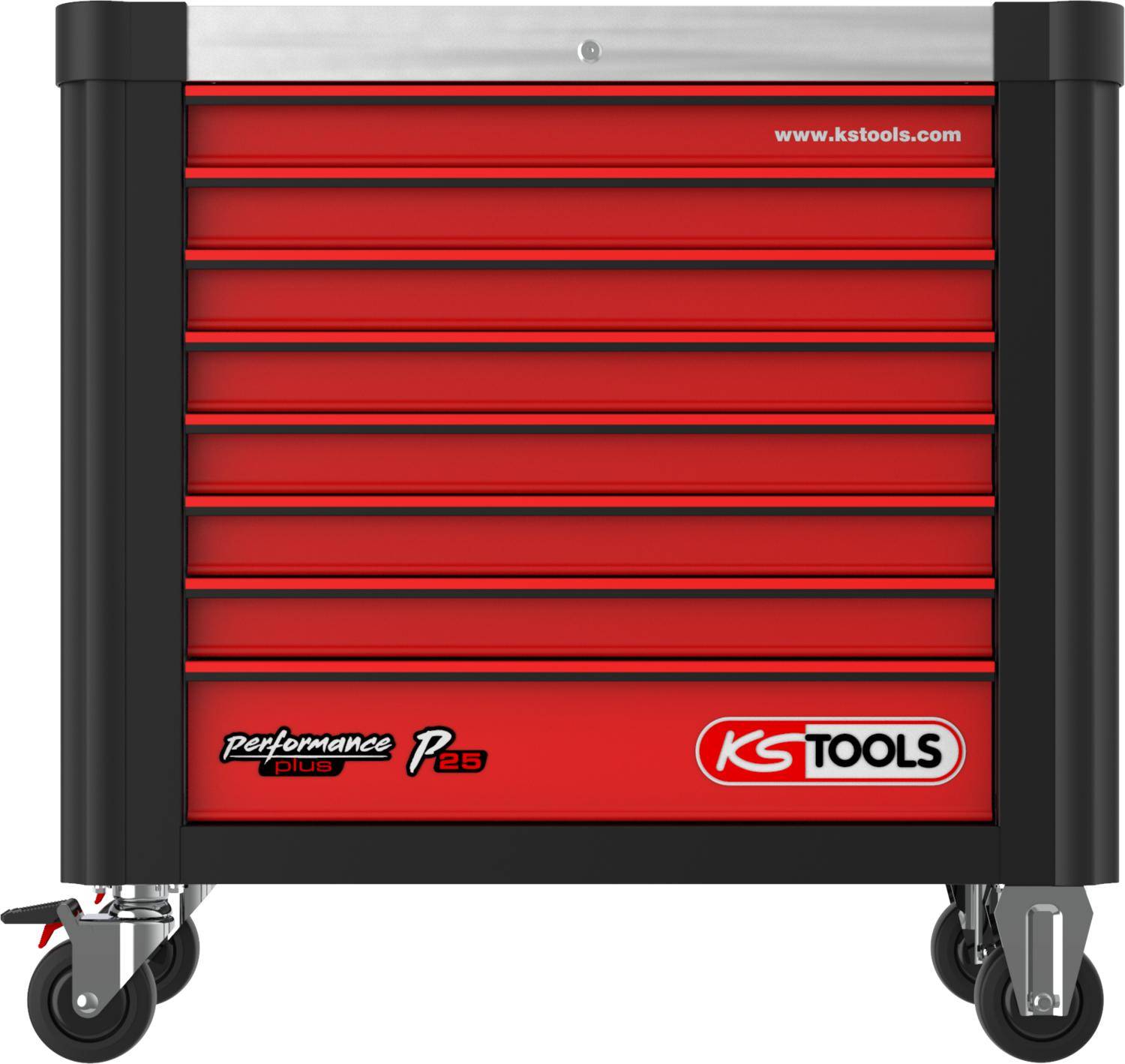 KS TOOLS PERFORMANCEplus P25 SCHWARZ/ROT Werkstattwagen mit 8