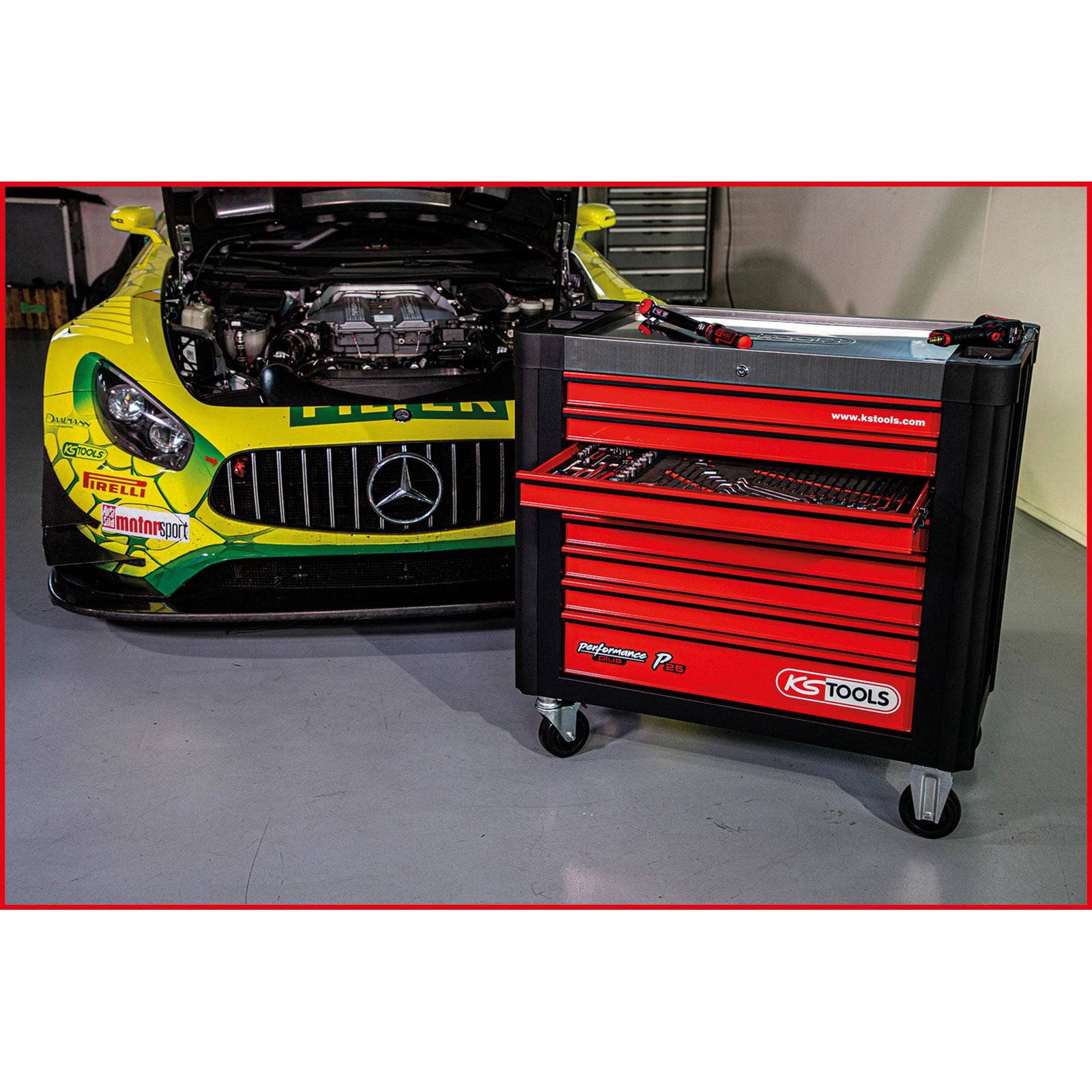 KS TOOLS Performanceplus Werkstattwagen-Satz P25 mit 510 Werkzeugen für 7 Schubladen - 825.7510