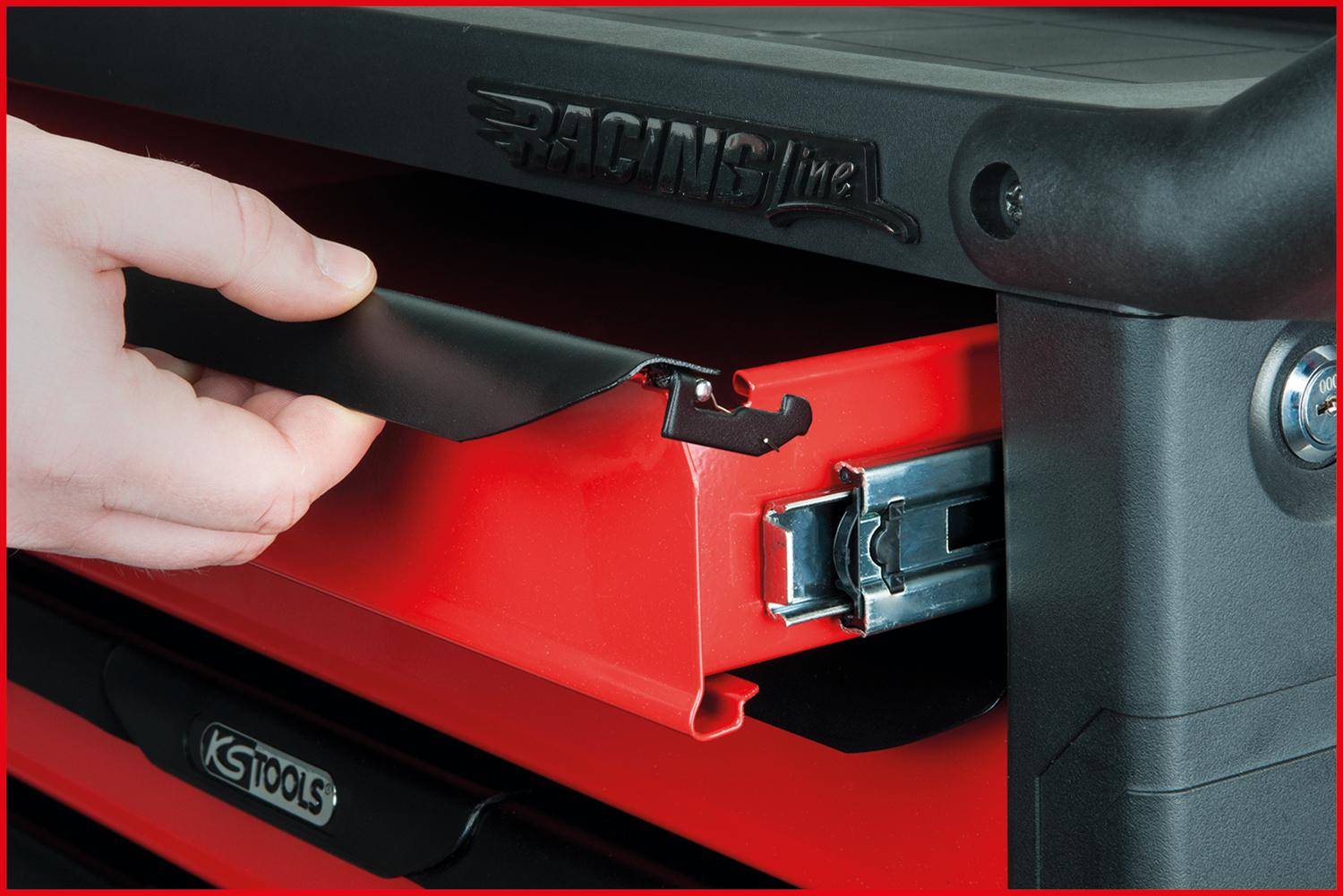 KS TOOLS RACINGline SCHWARZ/ROT Werkstattwagen mit 7 Schubladen und