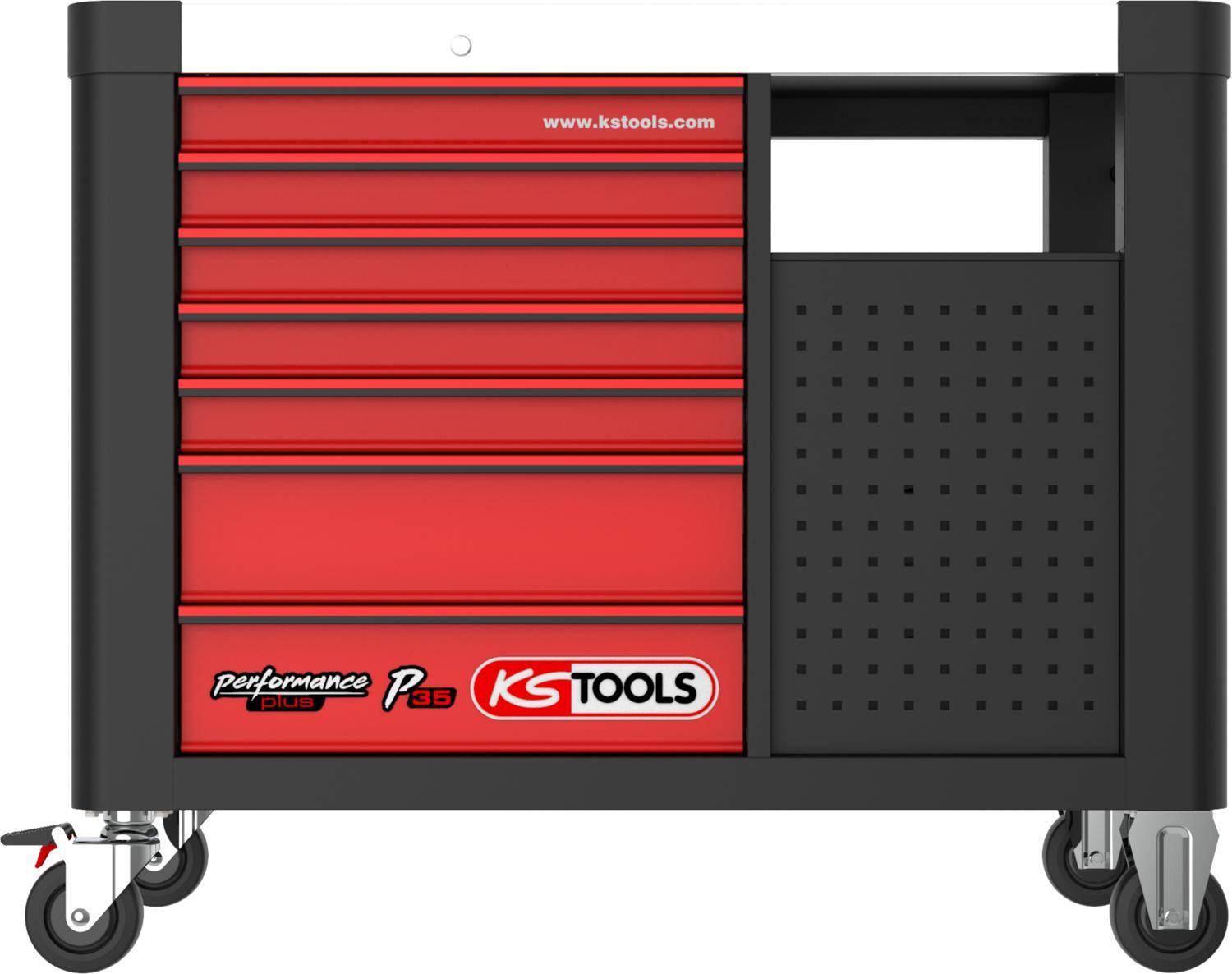 KS TOOLS PERFORMANCEplus P35 SCHWARZ/ROT Werkstattwagen mit 12