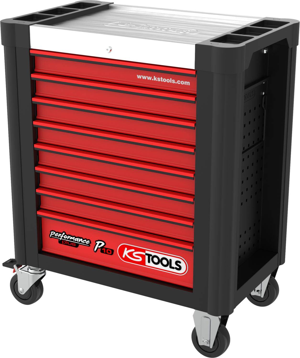 KS TOOLS PERFORMANCEplus P10 SCHWARZ/ROT Werkstattwagen mit 8