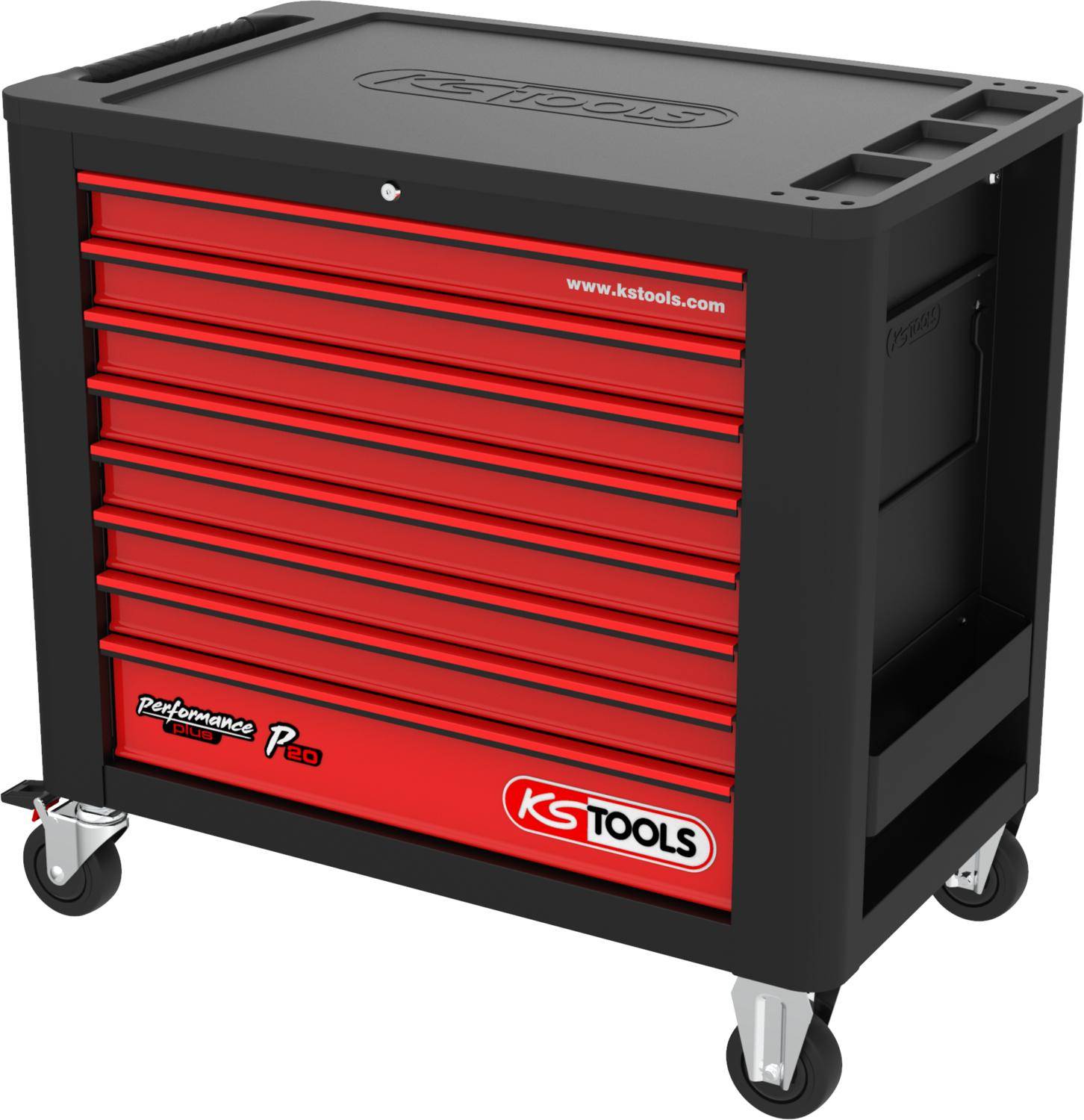 KS TOOLS PERFORMANCEplus P20 SCHWARZ/ROT Werkstattwagen mit 8
