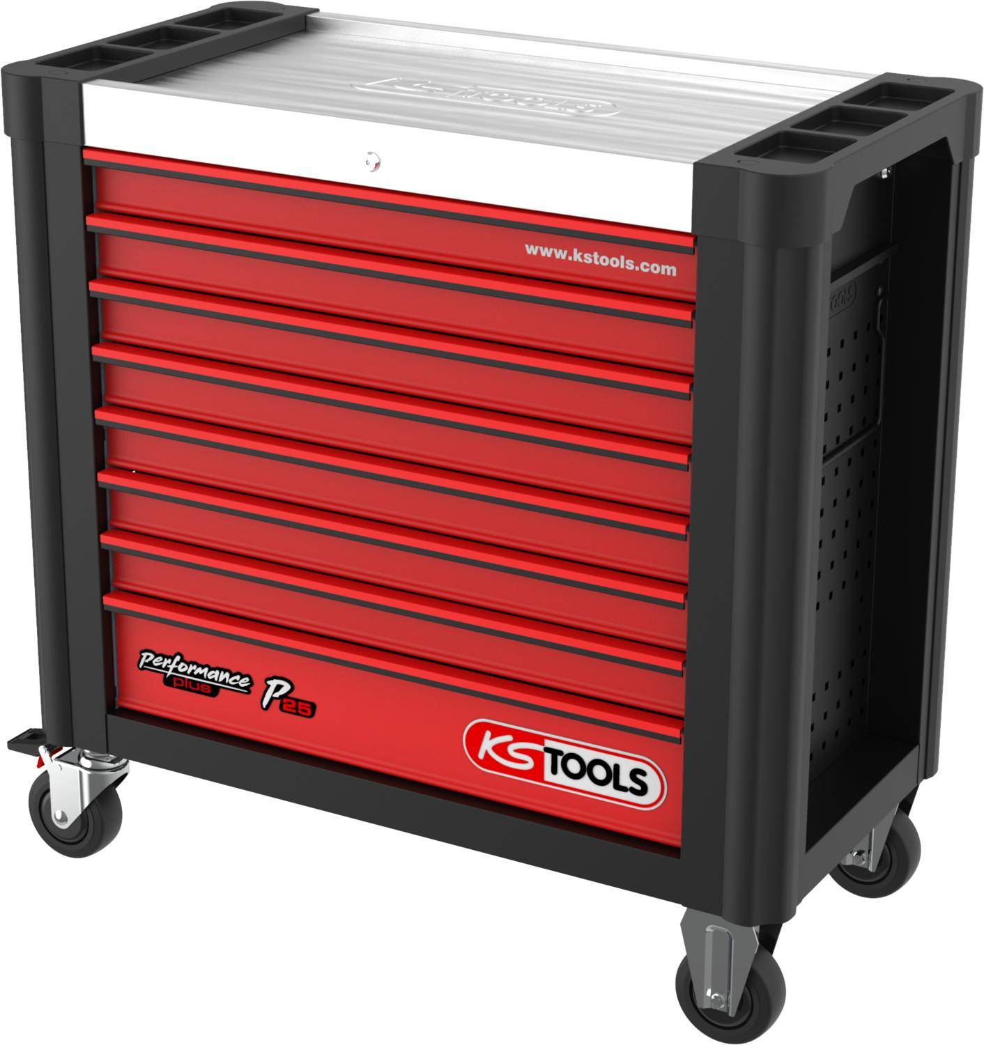 KS TOOLS PERFORMANCEplus P25 SCHWARZ/ROT Werkstattwagen mit 8
