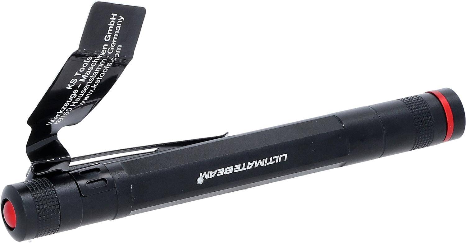 Schwarzer taktischer Stift mit der Bezeichnung „Ultimate Beam