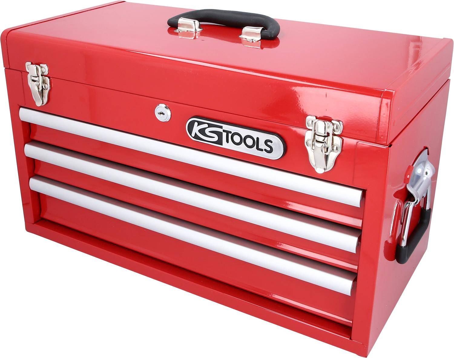 KS TOOLS Werkzeugtruhe mit 3 Schubladen-rot, L508xH255xB303mm