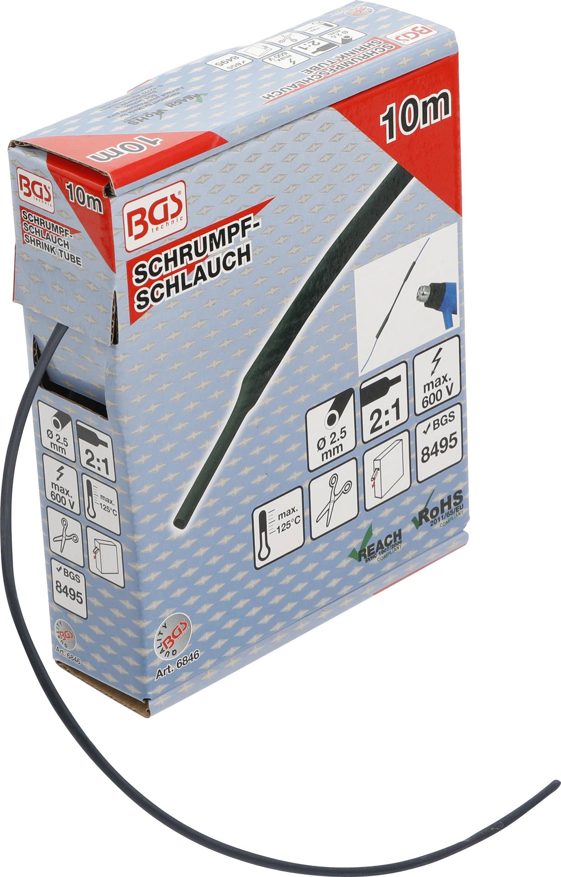 BGS technic Schrumpfschlauch-Box | schwarz | Ø 2,5 mm | 10 m