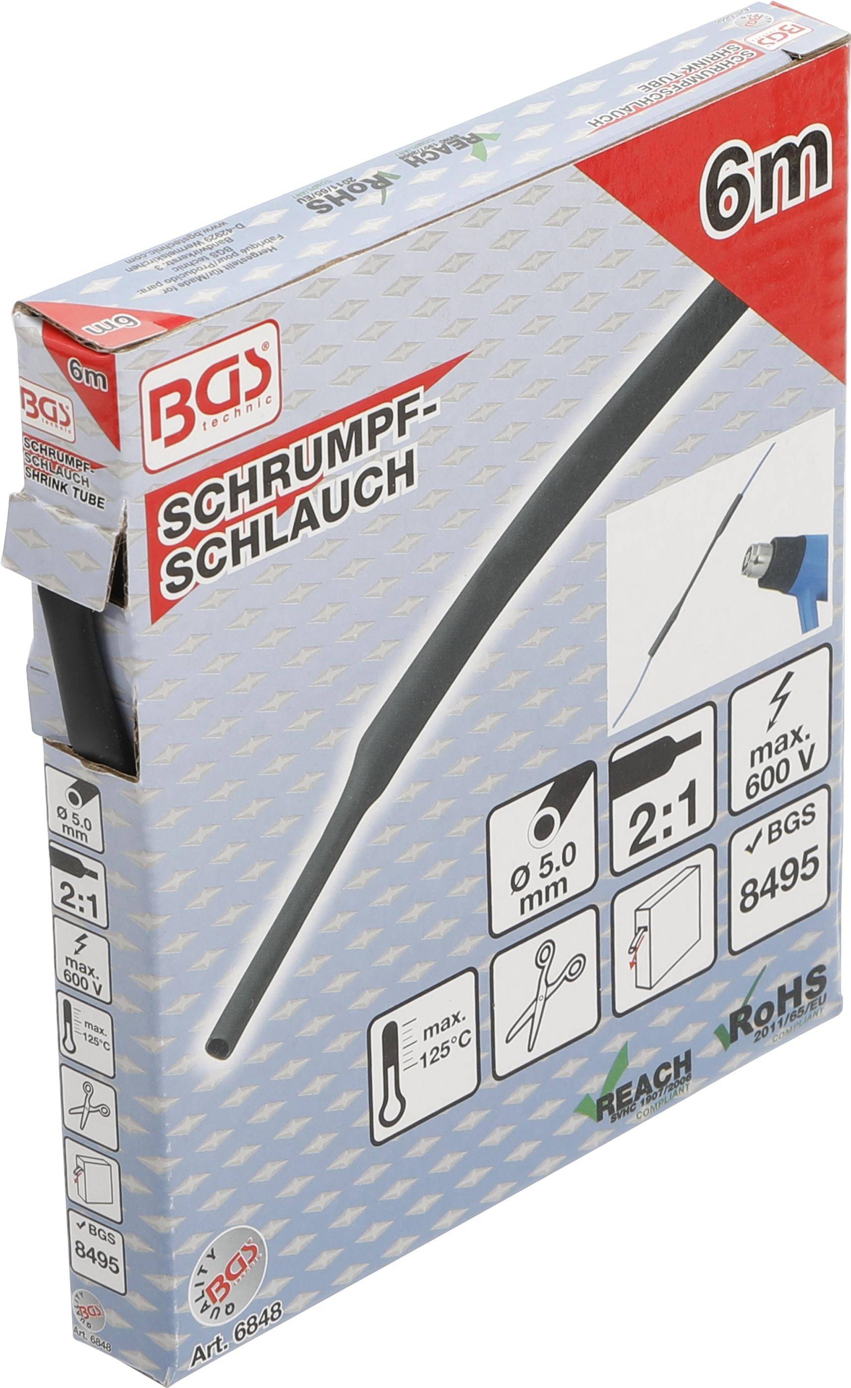 BGS technic Schrumpfschlauch-Box | schwarz | Ø 5 mm | 6 m