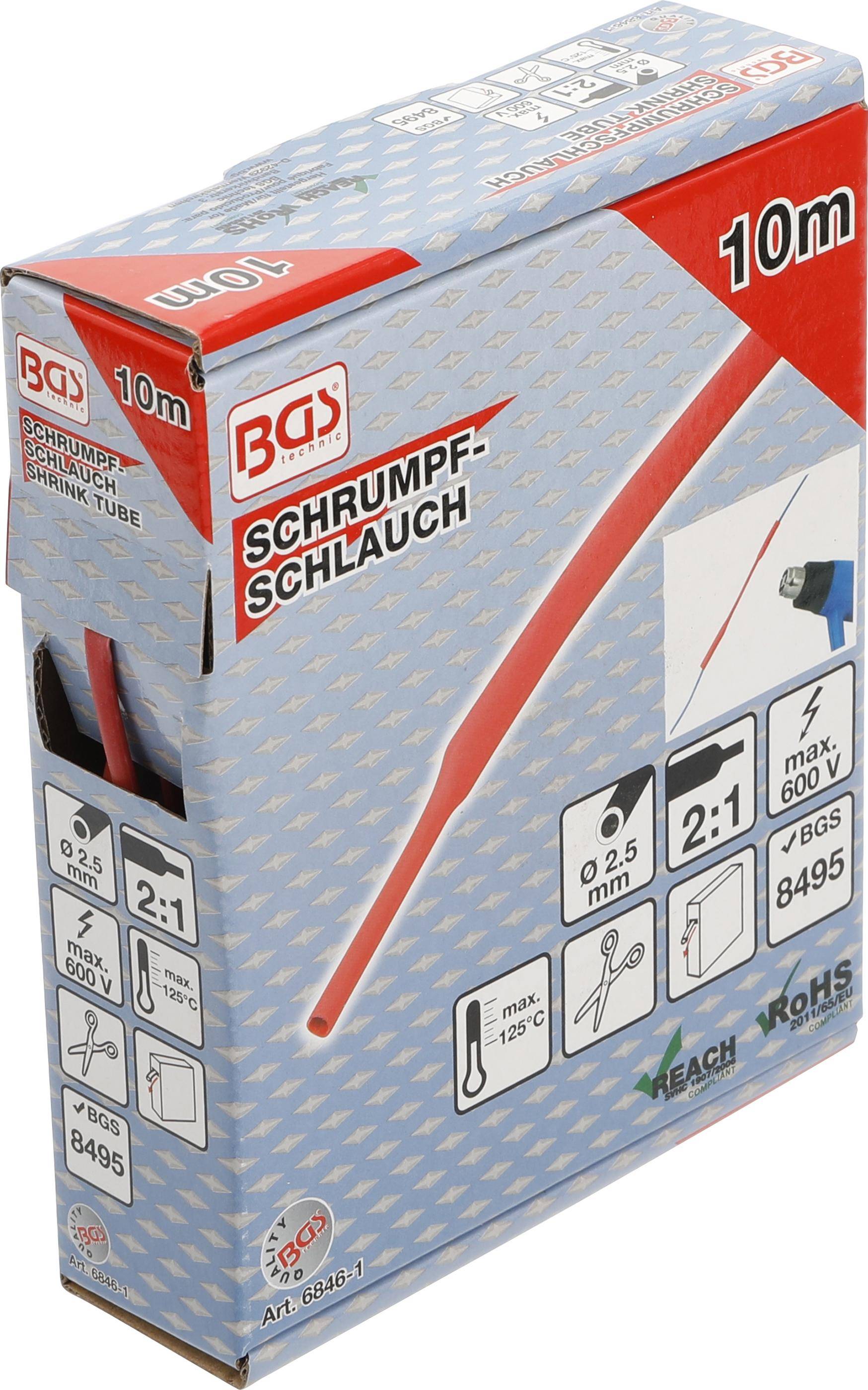 BGS technic Schrumpfschlauch-Box | rot | Ø 2,5 mm | 10 m