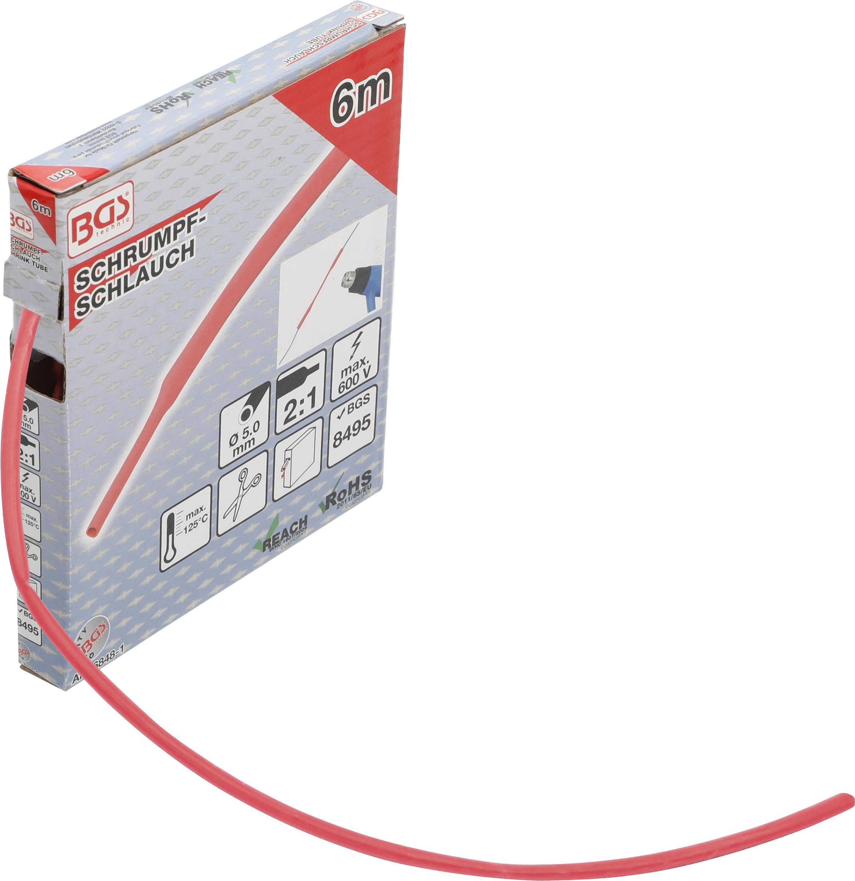 BGS technic Schrumpfschlauch-Box | rot | Ø 5 mm | 6 m