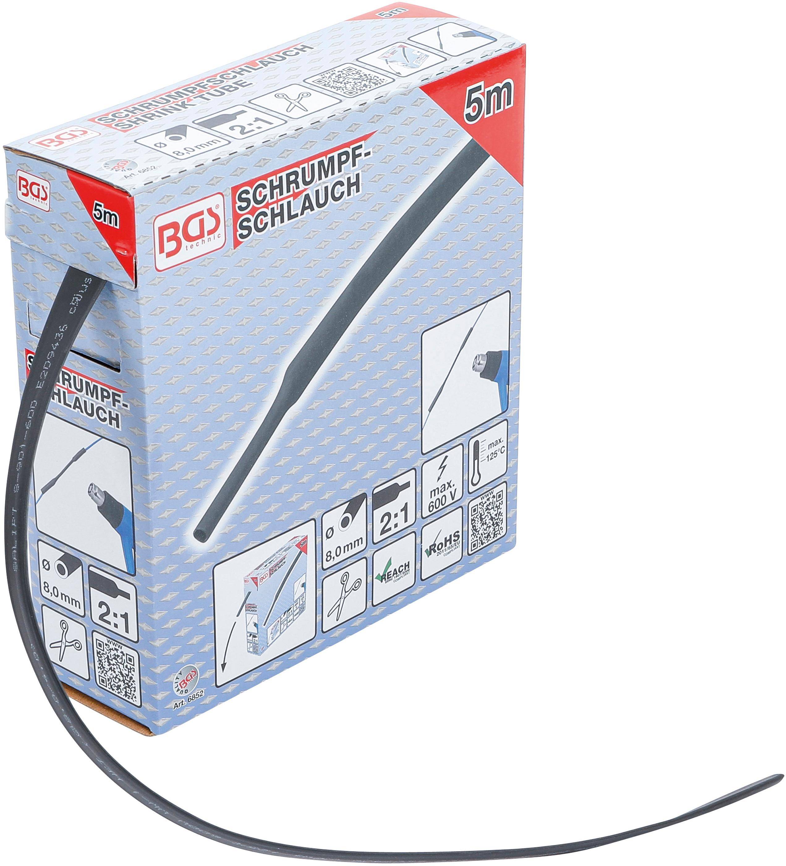 BGS technic Schrumpfschlauch-Box | schwarz | Ø 8 mm | 5 m