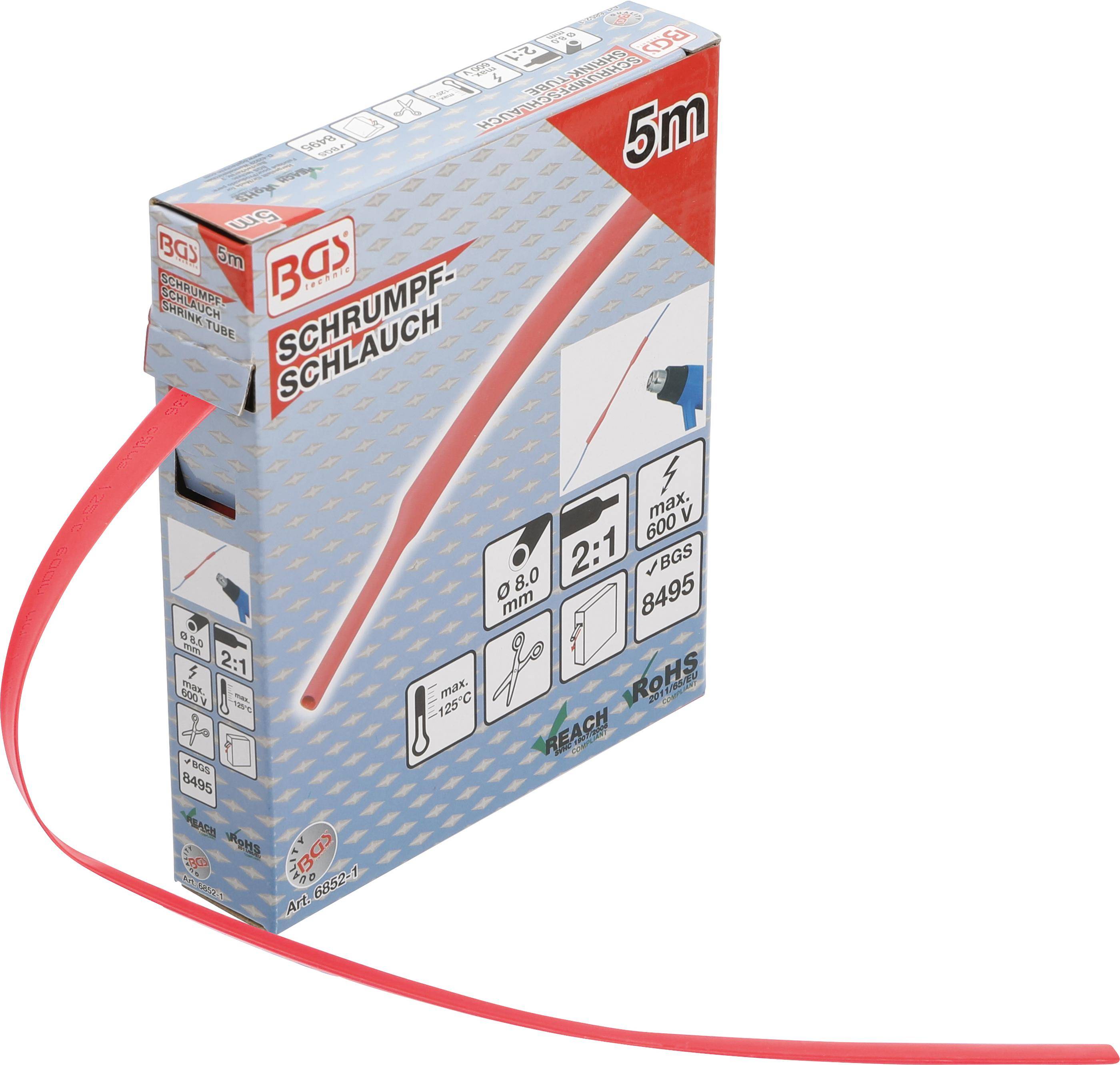BGS technic Schrumpfschlauch-Box | rot | Ø 8 mm | 5 m