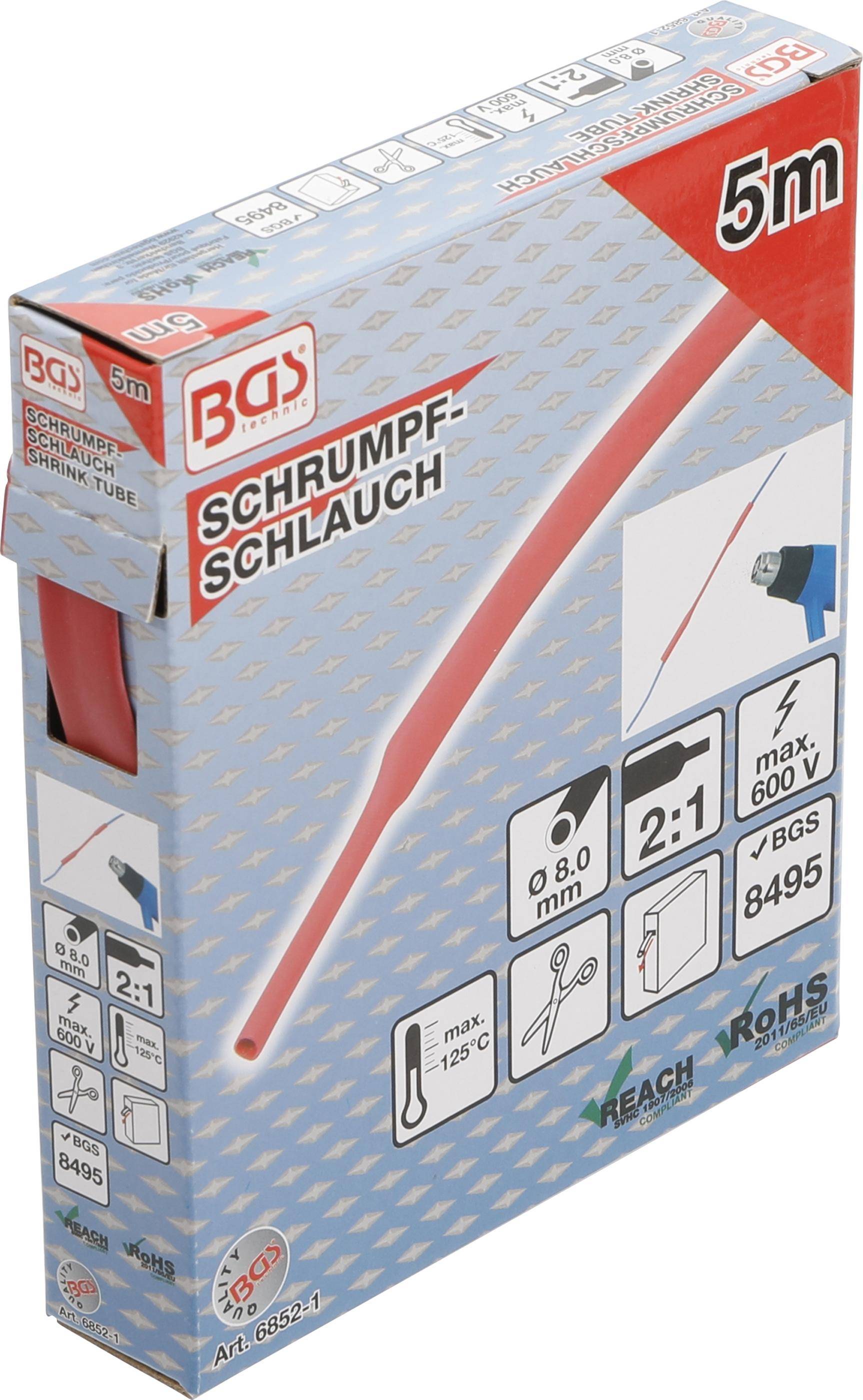 BGS technic Schrumpfschlauch-Box | rot | Ø 8 mm | 5 m