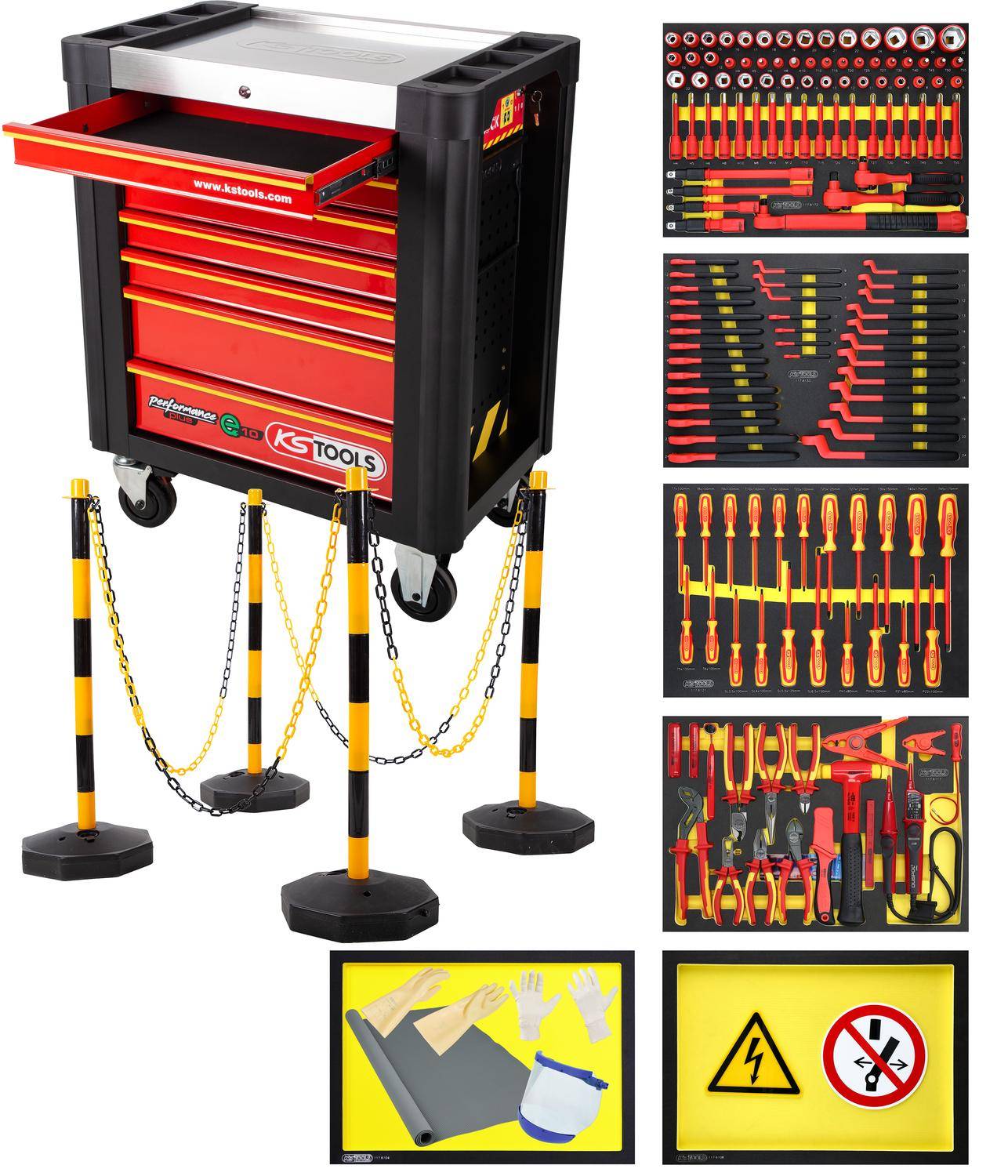 KS TOOLS PERFORMANCEplus Werkstattwagen e10 mit 164 isolierten