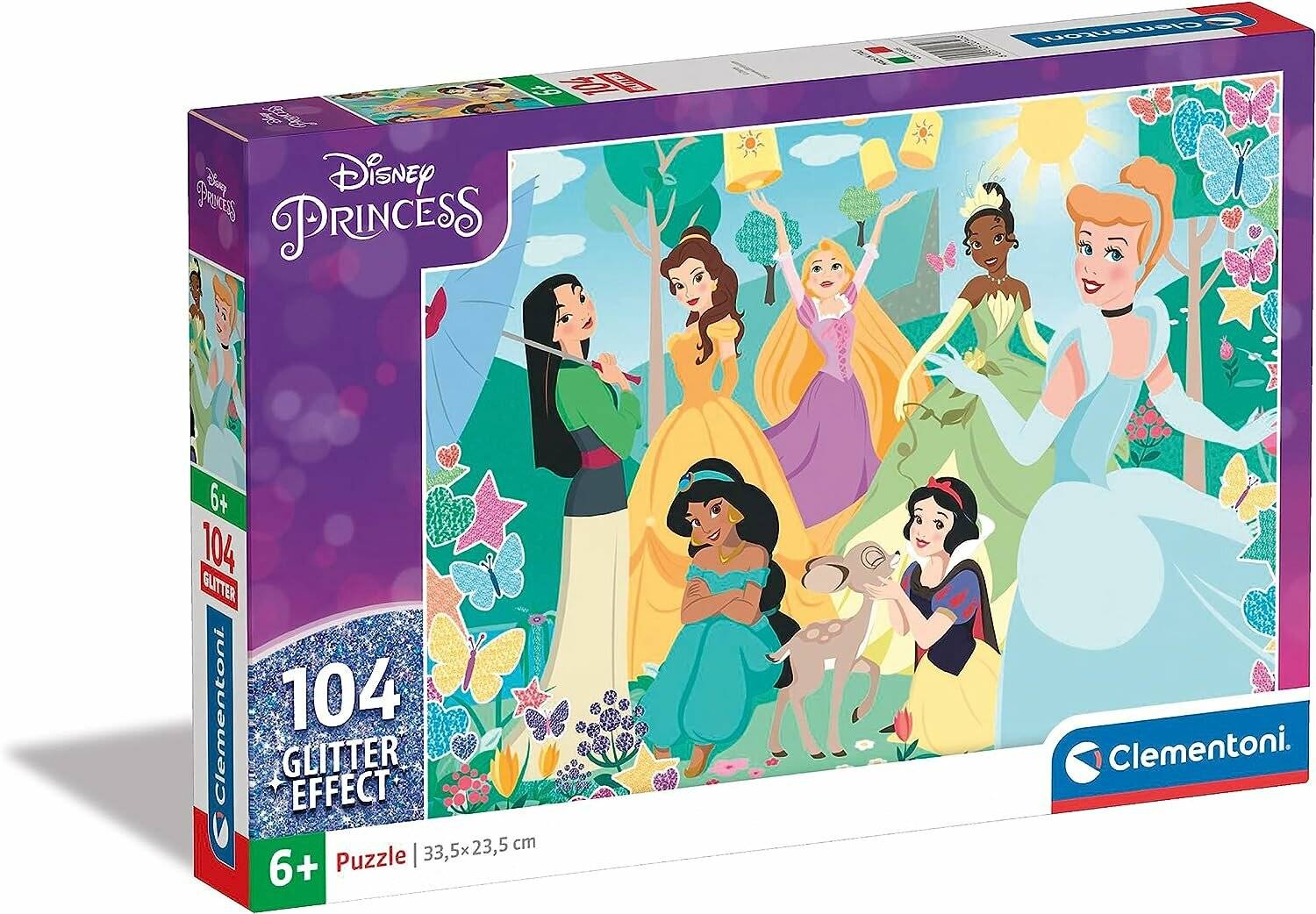 Clementoni Glitzerpuzzle Disney Prinzessin, 104tlg.