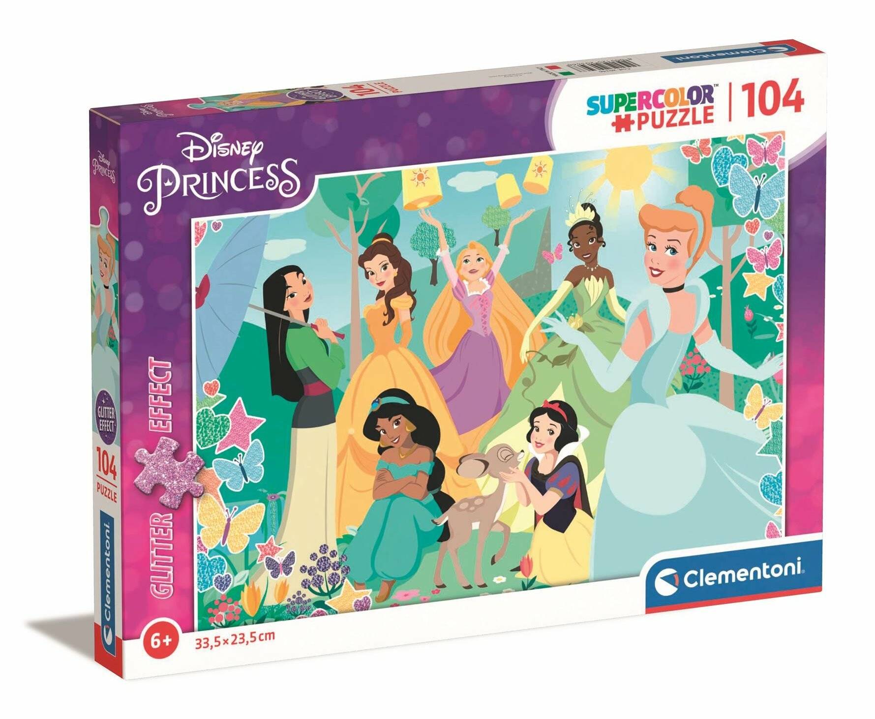Clementoni Glitzerpuzzle Disney Prinzessin, 104tlg.