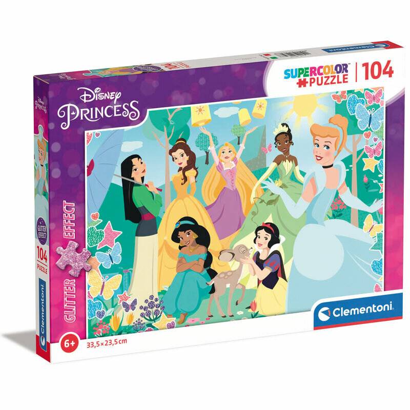 Clementoni Glitzerpuzzle Disney Prinzessin, 104tlg.