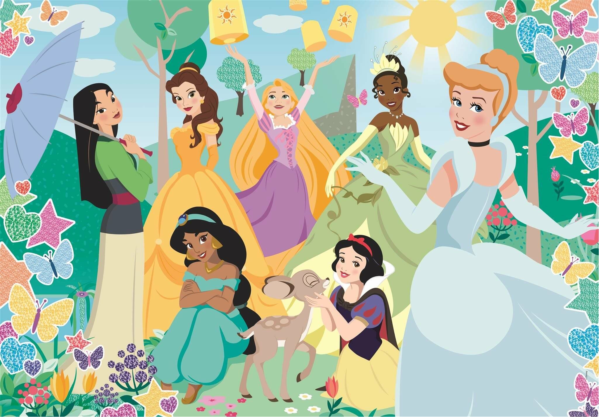 Clementoni Glitzerpuzzle Disney Prinzessin, 104tlg.