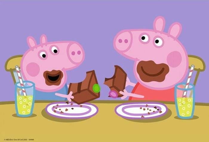 RAVENSBURGER Pepina Piggy Puzzle: Glückliches Familienleben 2x24 Teile