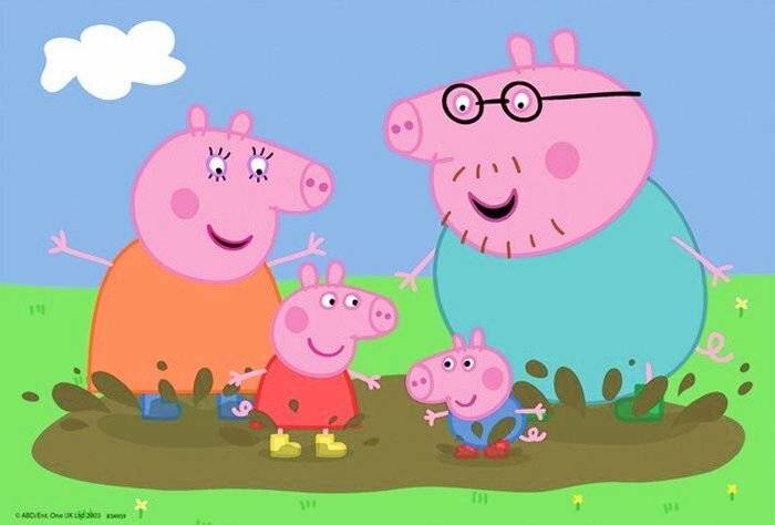 RAVENSBURGER Pepina Piggy Puzzle: Glückliches Familienleben 2x24 Teile