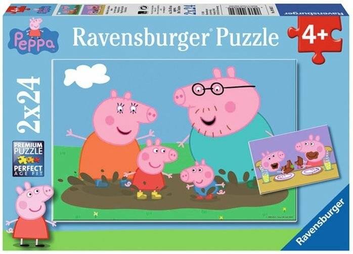 RAVENSBURGER Pepina Piggy Puzzle: Glückliches Familienleben 2x24 Teile