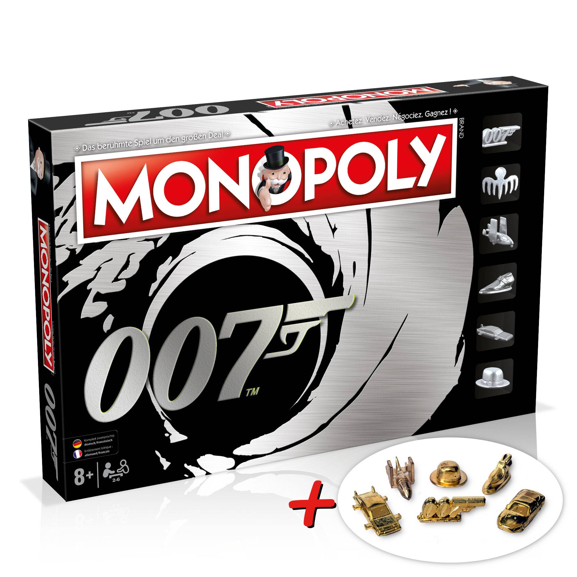 Monopoly - James Bond + 6 EXTRA Gold Spielfiguren Deutsch Französisch Edition Spiel Brettspiel
