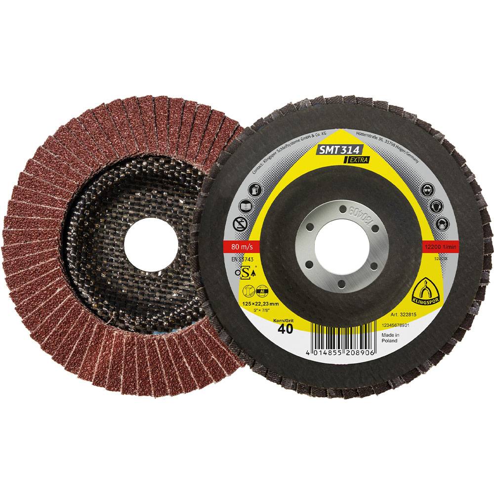 Fächerschleifscheibe SMT 314 - für Holz, NE-Metalle und Stahl - Korn 60 - Ø 115 mm - Bohrung 22,23 mm - VE 10 Stück - Preis per VE