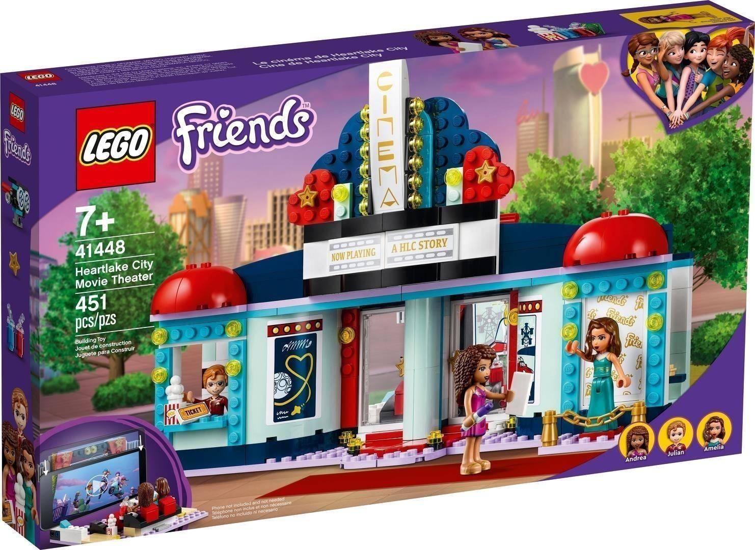 LEGO Friends Heartlake City Filmtheater-Spielset mit Schachtel, die ein Kinogebäude, Minipuppen und ein „Jetzt im Kino