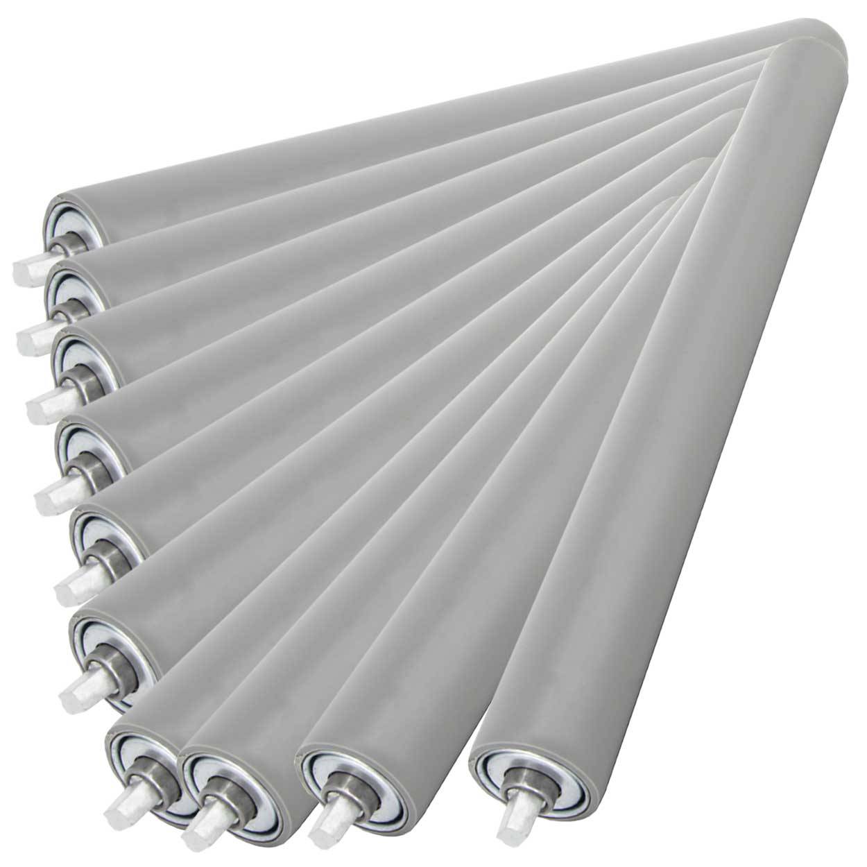 SCHMIDT systemprofile 10x Tragrolle 400mm Ø 42mm Rollenbahn Untergurtrolle Rolle für Förderband mit Gummiüberzug