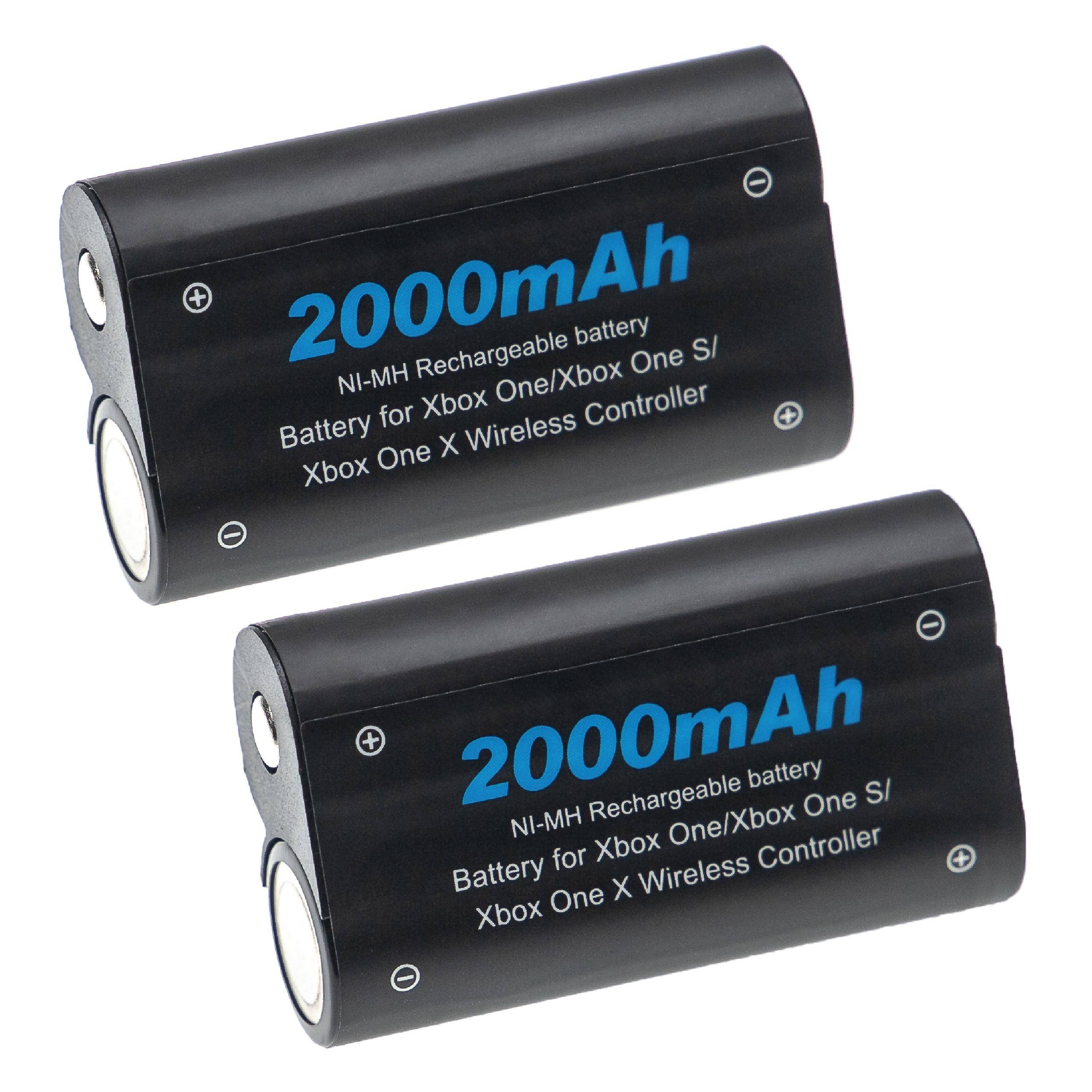 vhbw 2x Akku kompatibel mit Microsoft Xbox One, One Elite, One X, One S Controller (2000 mAh, 2,4 V, NiMH)