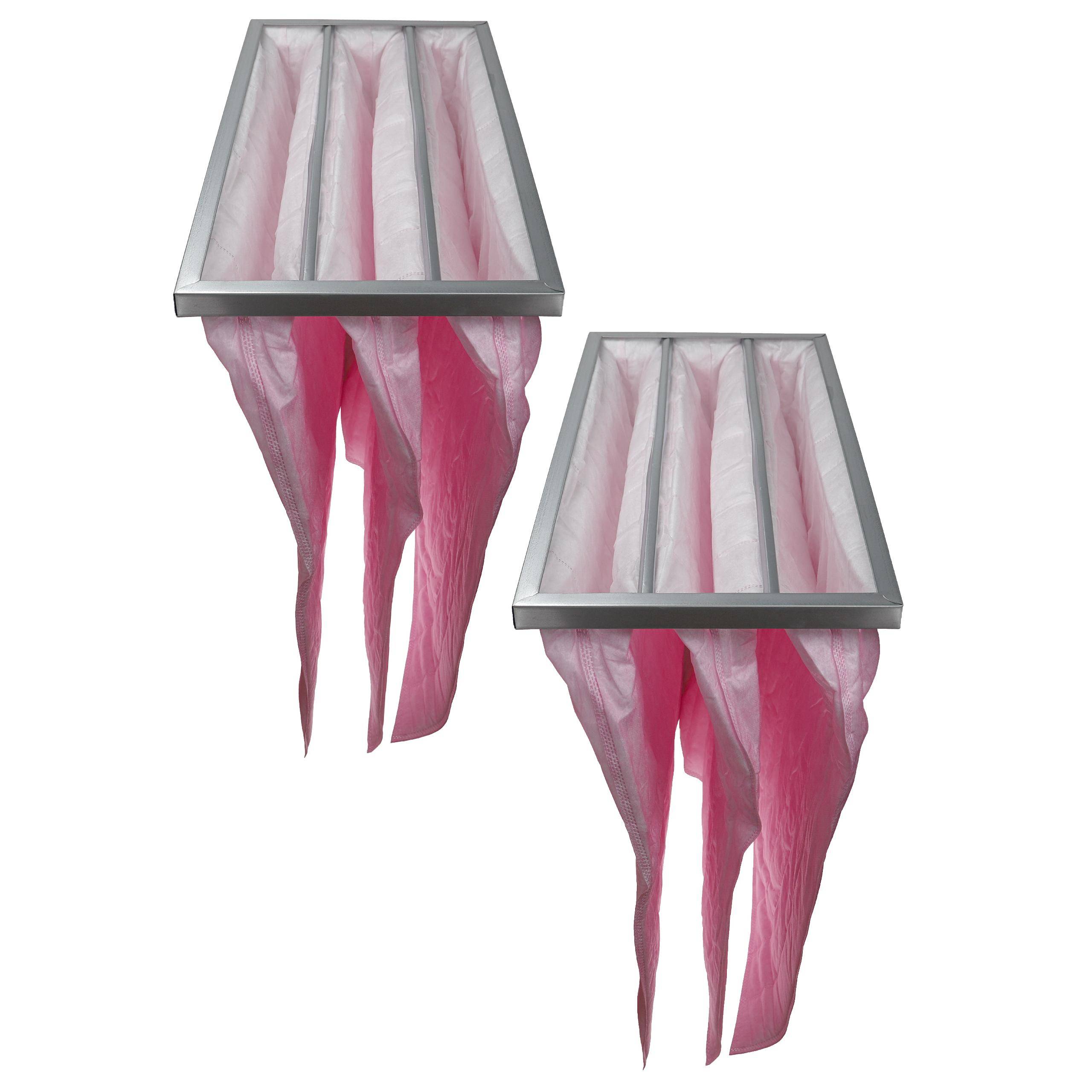 vhbw 2x Taschenfilter für Klima- und Lüftungsanlagen - Filter F7, 28,7 x 59,2 x 60 cm, Rosa