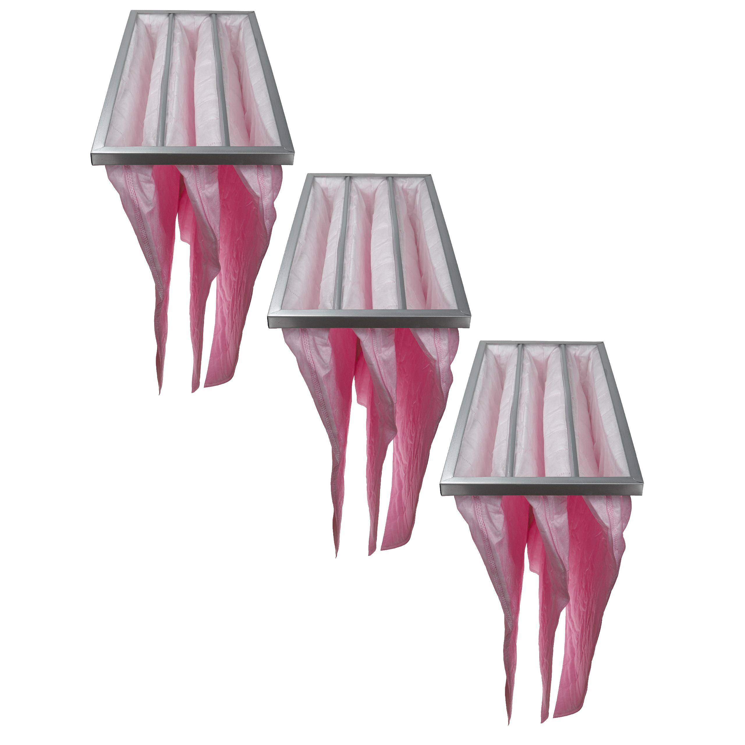 vhbw 3x Taschenfilter für Klima- und Lüftungsanlagen - Filter F7, 28,7 x 59,2 x 60 cm Rosa