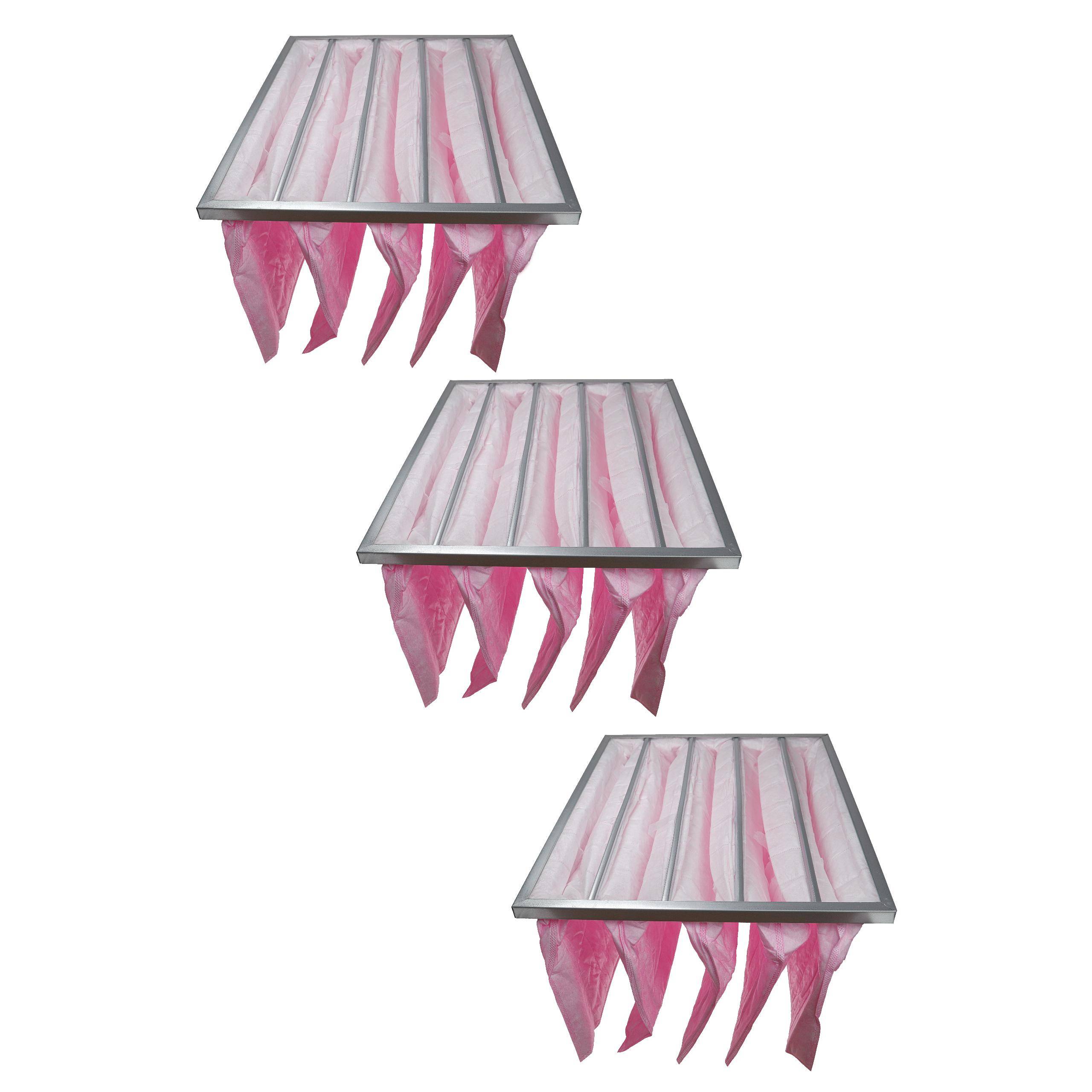 vhbw 3x Taschenfilter für Klima- und Lüftungsanlagen - Filter F7, 49 x 59,2 x 36 cm Rosa