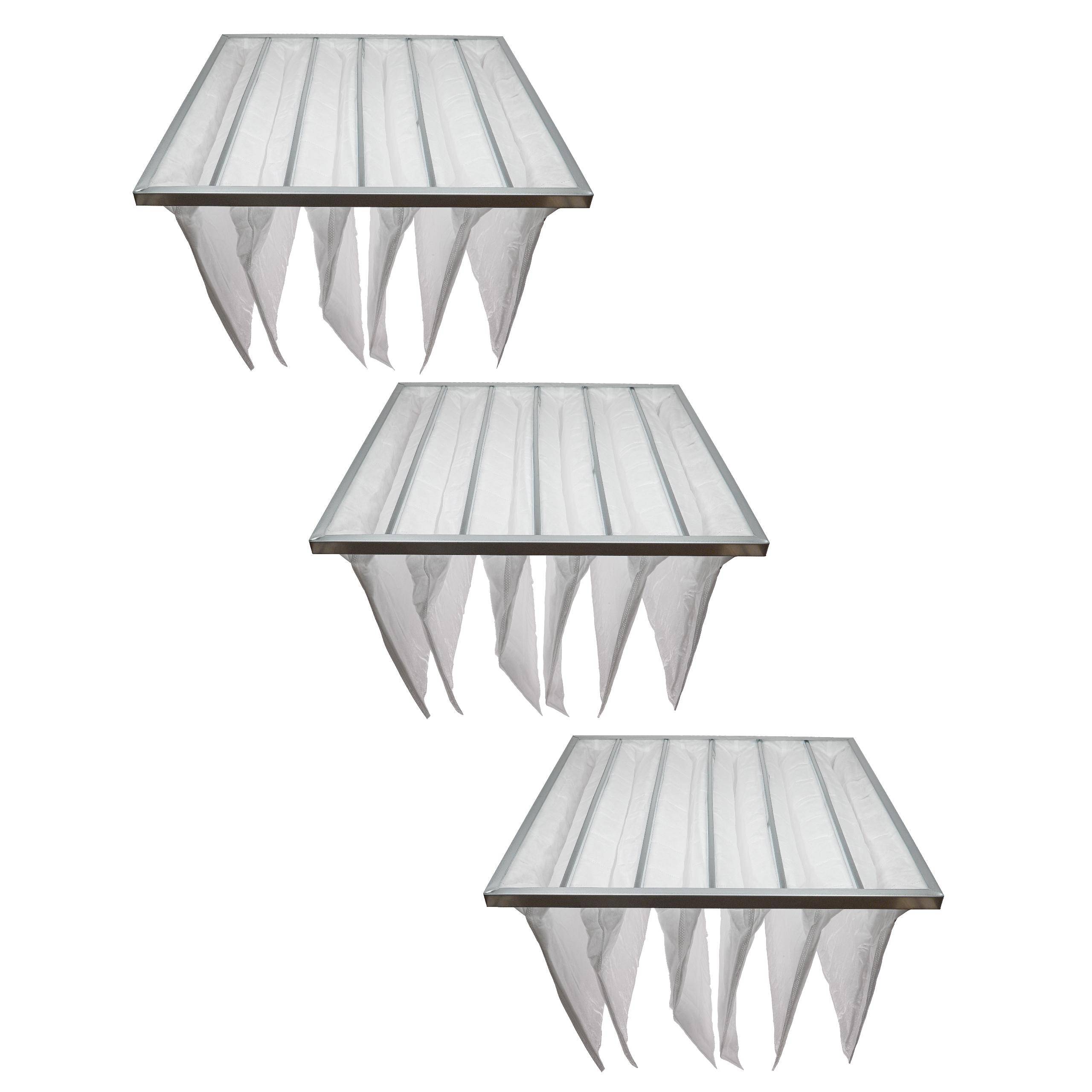 vhbw 3x Taschenfilter für Klima- und Lüftungsanlagen - Filter G4, 59,2 x 59,2 x 36 cm, Weiß